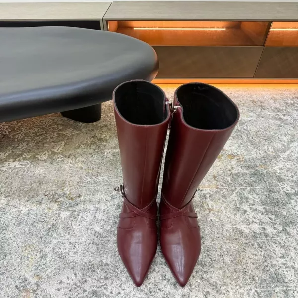 에르메스 포인티드토 가죽 롱부츠
