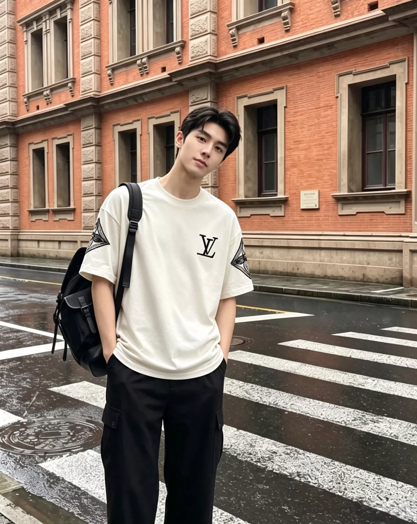 루이비통 클래식 레터 자수 플라워 반소매 티셔츠 상세 이미지 17
