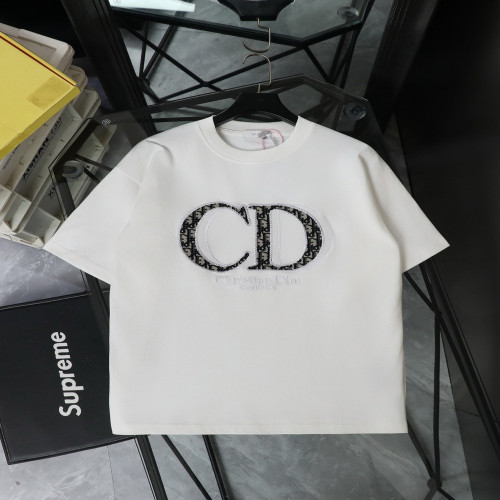 디올 CD 오블리크 아플리케 자수 반소매 티셔츠