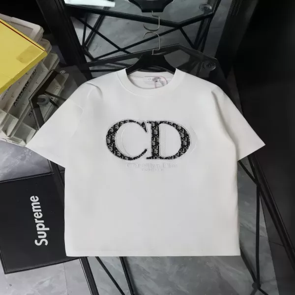 디올 CD 오블리크 아플리케 자수 반소매 티셔츠