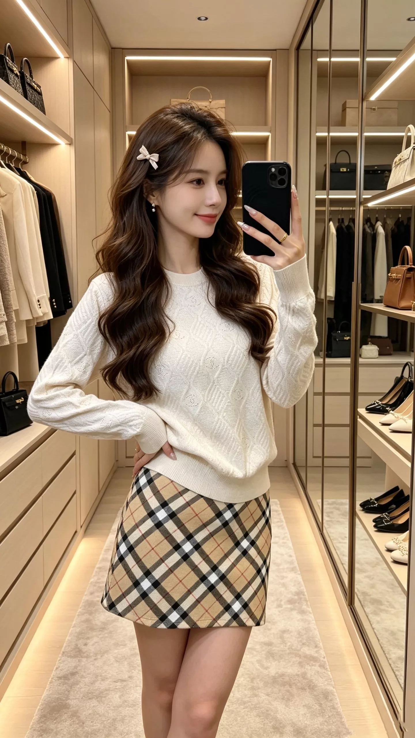 샤넬 다이아 퀼팅 더블C 로고 자카드 긴소매 니트 상세 이미지 19