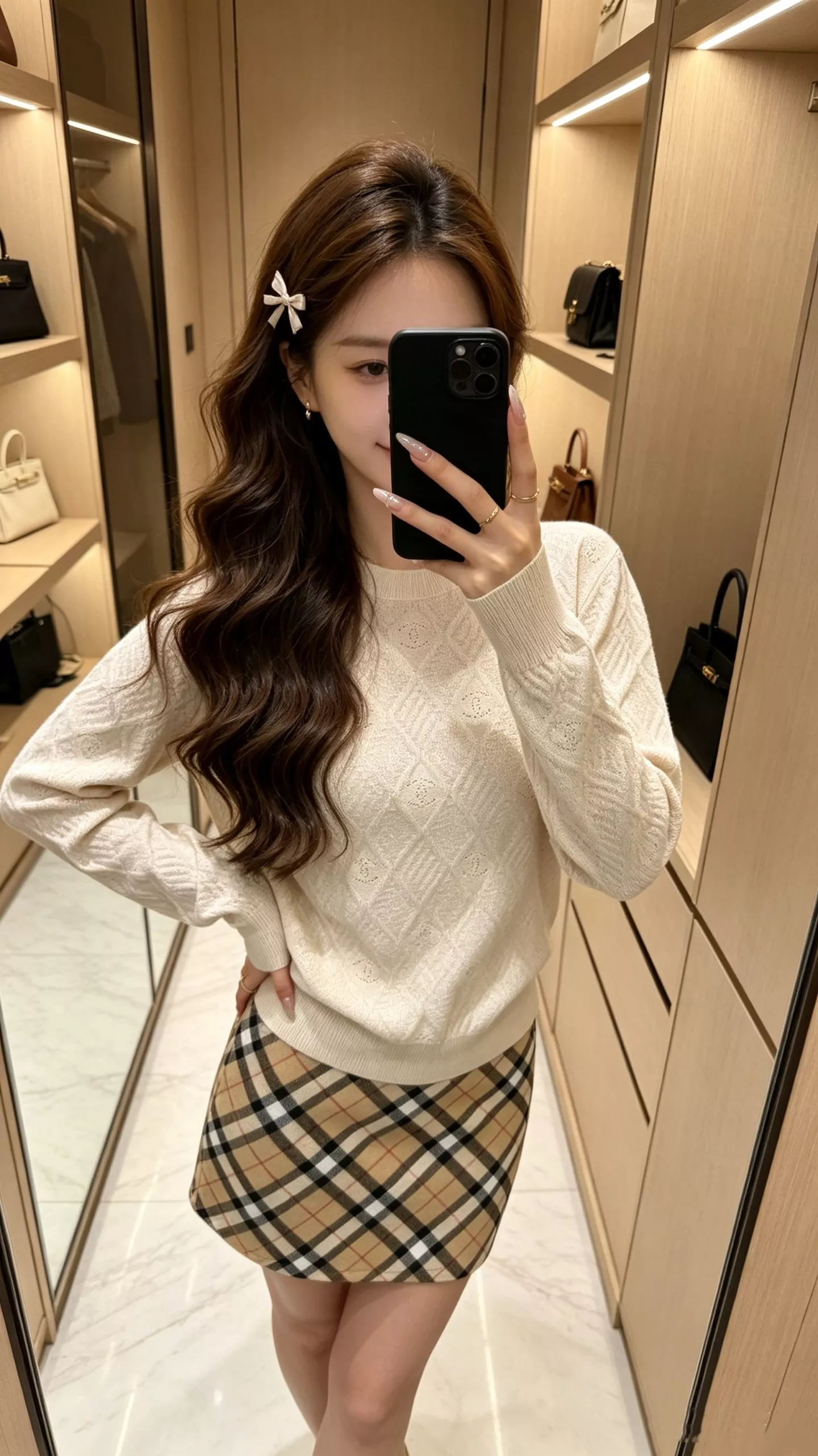 샤넬 다이아 퀼팅 더블C 로고 자카드 긴소매 니트 상세 이미지 20