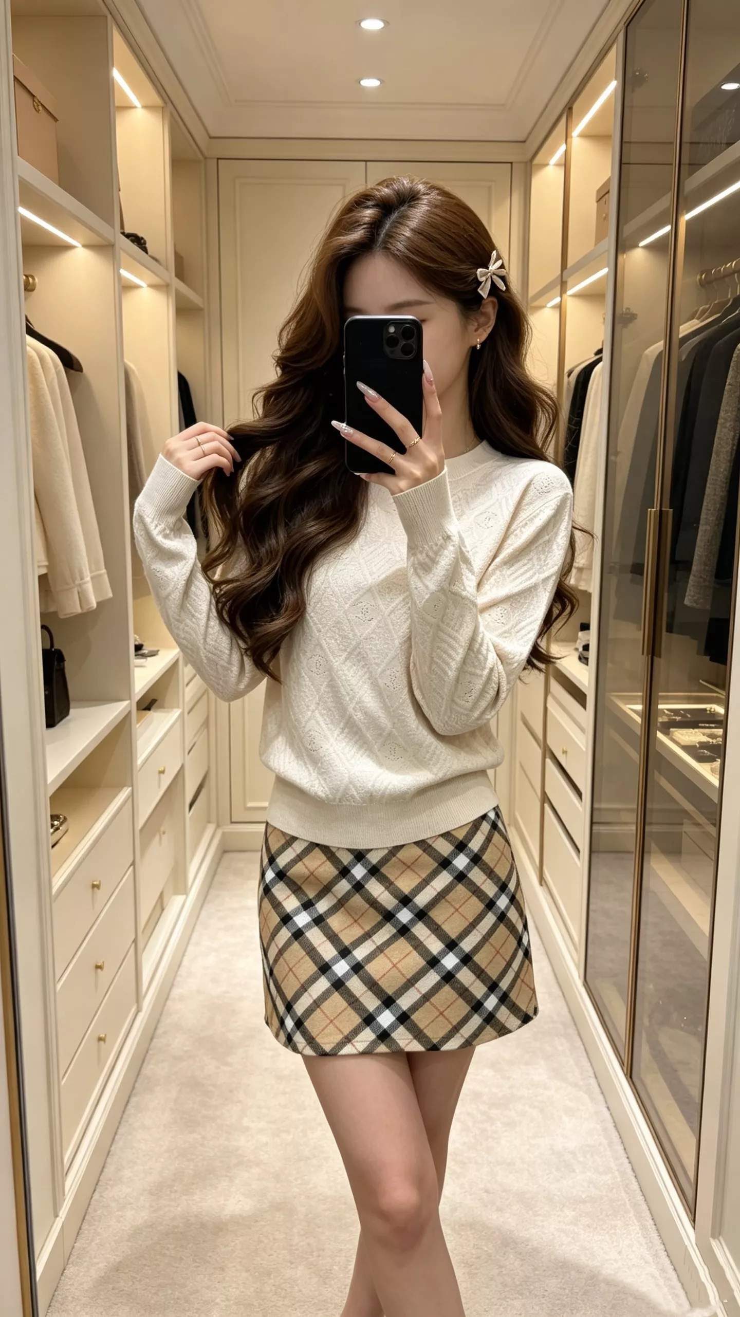 샤넬 다이아 퀼팅 더블C 로고 자카드 긴소매 니트 상세 이미지 21