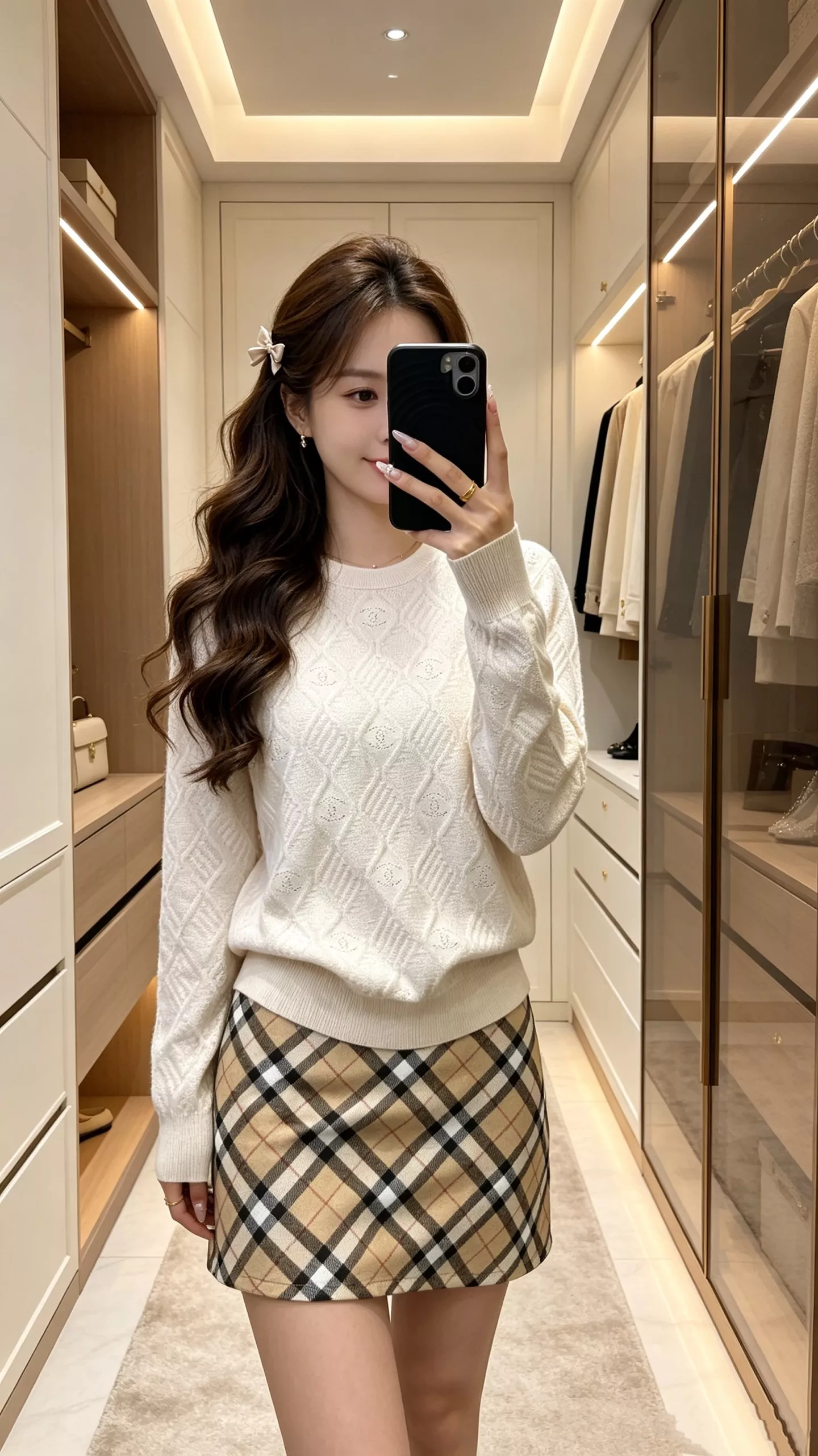 샤넬 다이아 퀼팅 더블C 로고 자카드 긴소매 니트 상세 이미지 18
