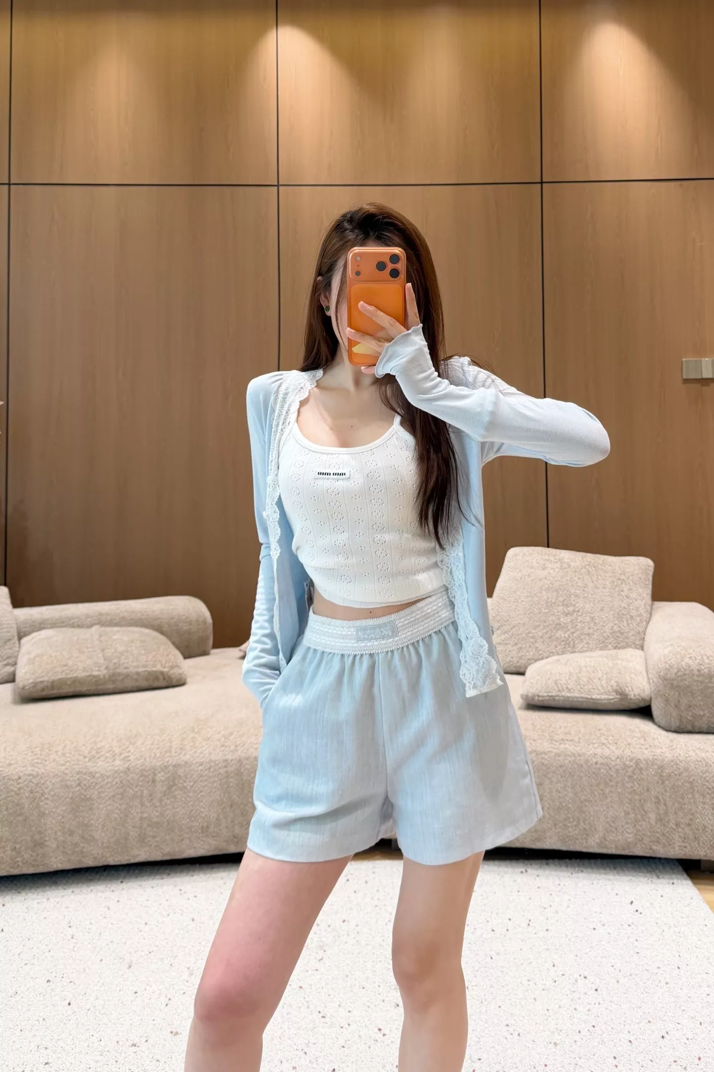 샤넬 자수 포인트 린넨 라이오셀 A라인 하프 팬츠 상세 이미지 23