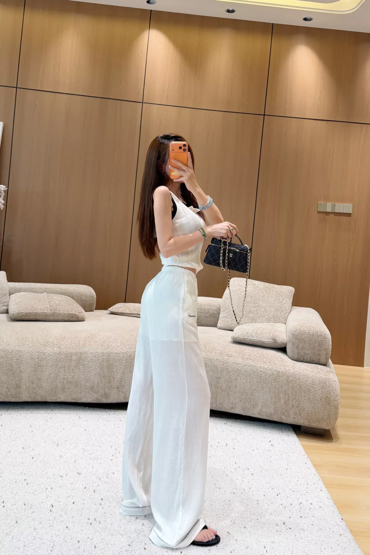 샤넬 버튼 자수 텐셀 린넨 와이드 팬츠 상세 이미지 31