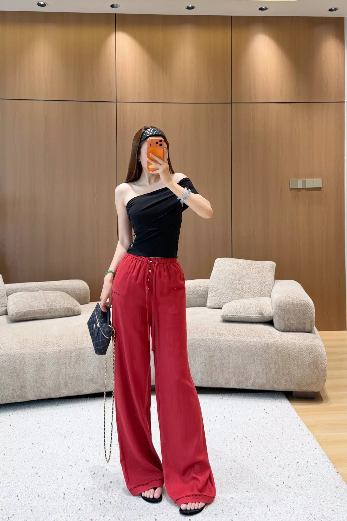 샤넬 버튼 자수 텐셀 린넨 와이드 팬츠 상세 이미지 10