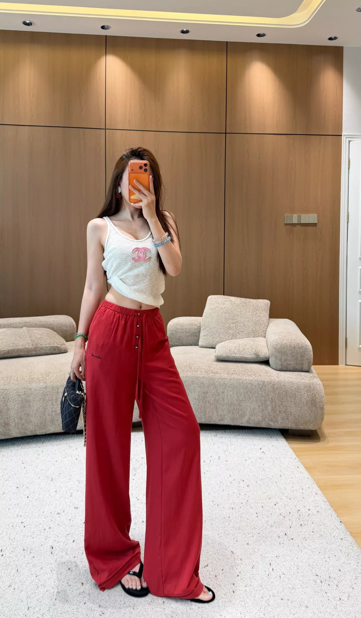샤넬 버튼 자수 텐셀 린넨 와이드 팬츠 상세 이미지 19