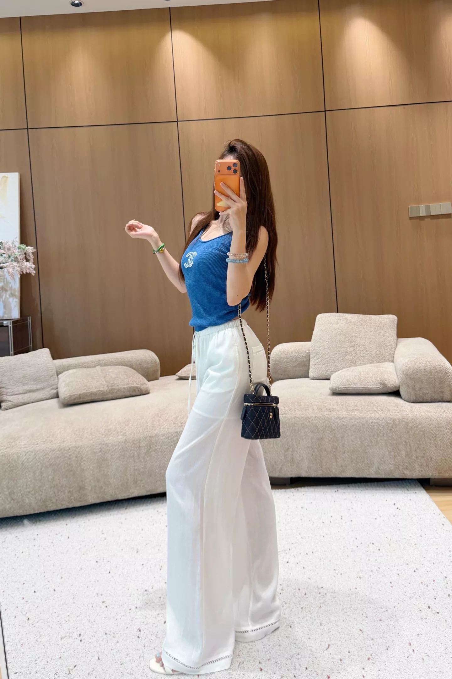 샤넬 버튼 자수 텐셀 린넨 와이드 팬츠 상세 이미지 27