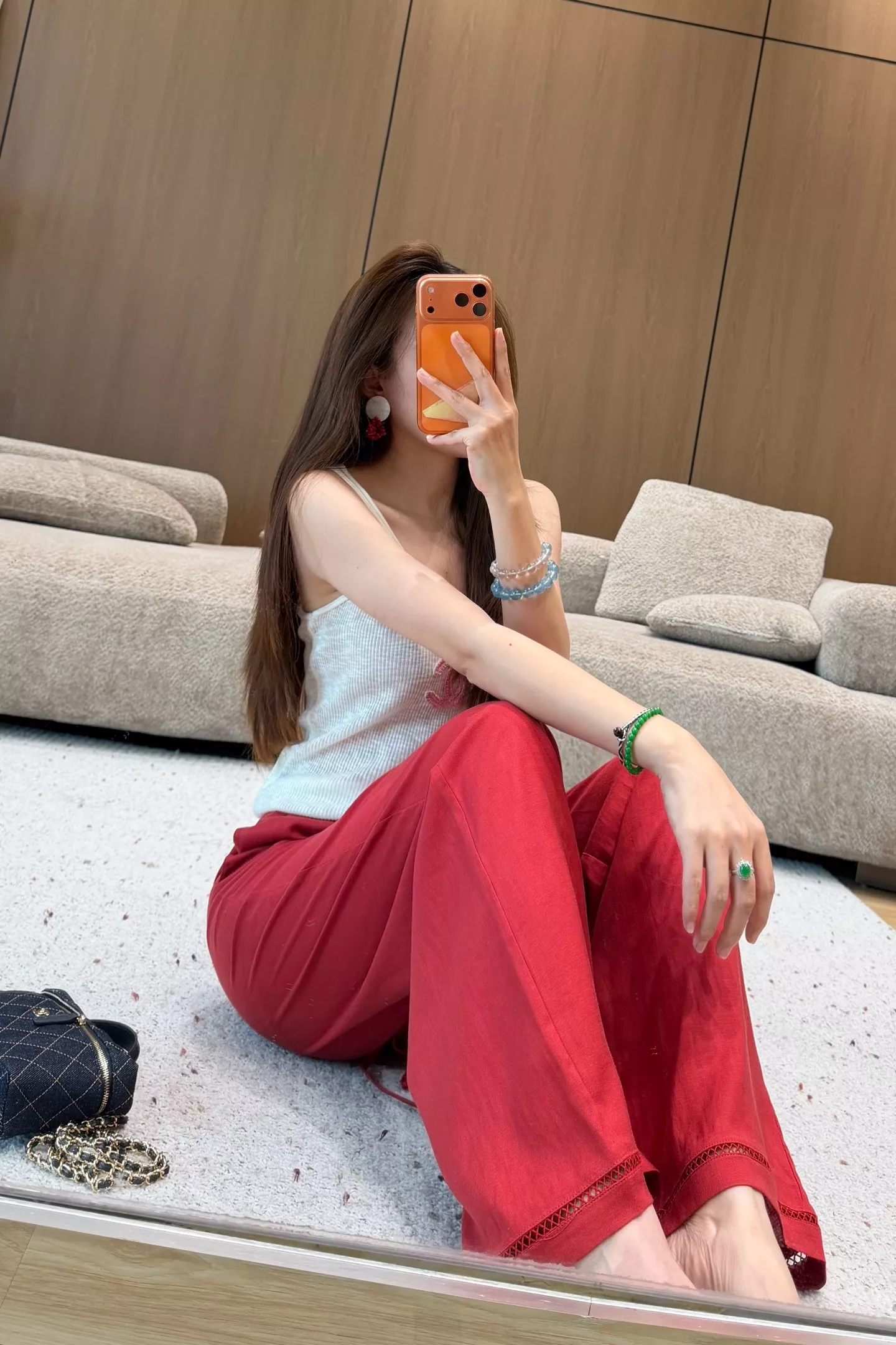 샤넬 버튼 자수 텐셀 린넨 와이드 팬츠 상세 이미지 22