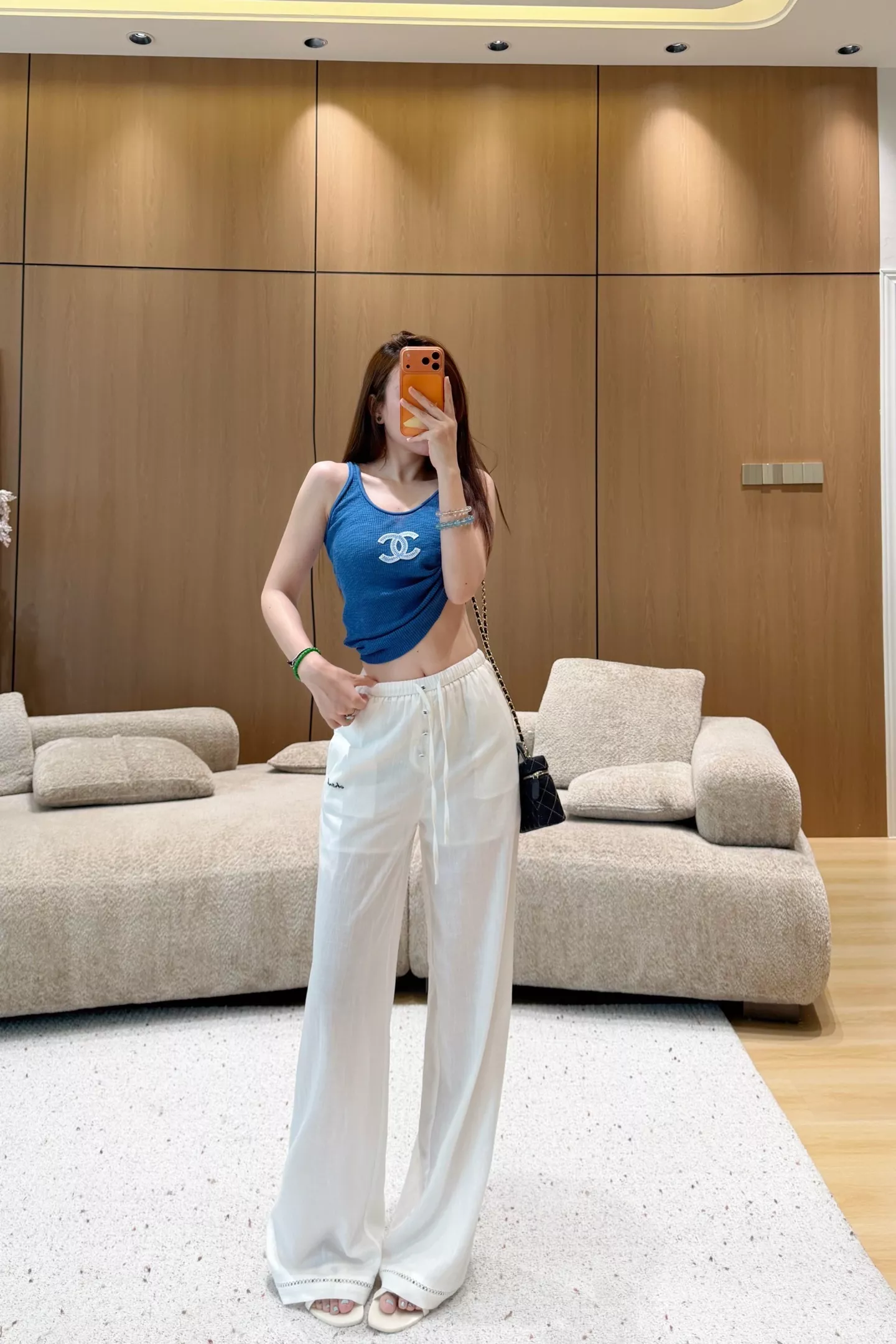 샤넬 버튼 자수 텐셀 린넨 와이드 팬츠 상세 이미지 25