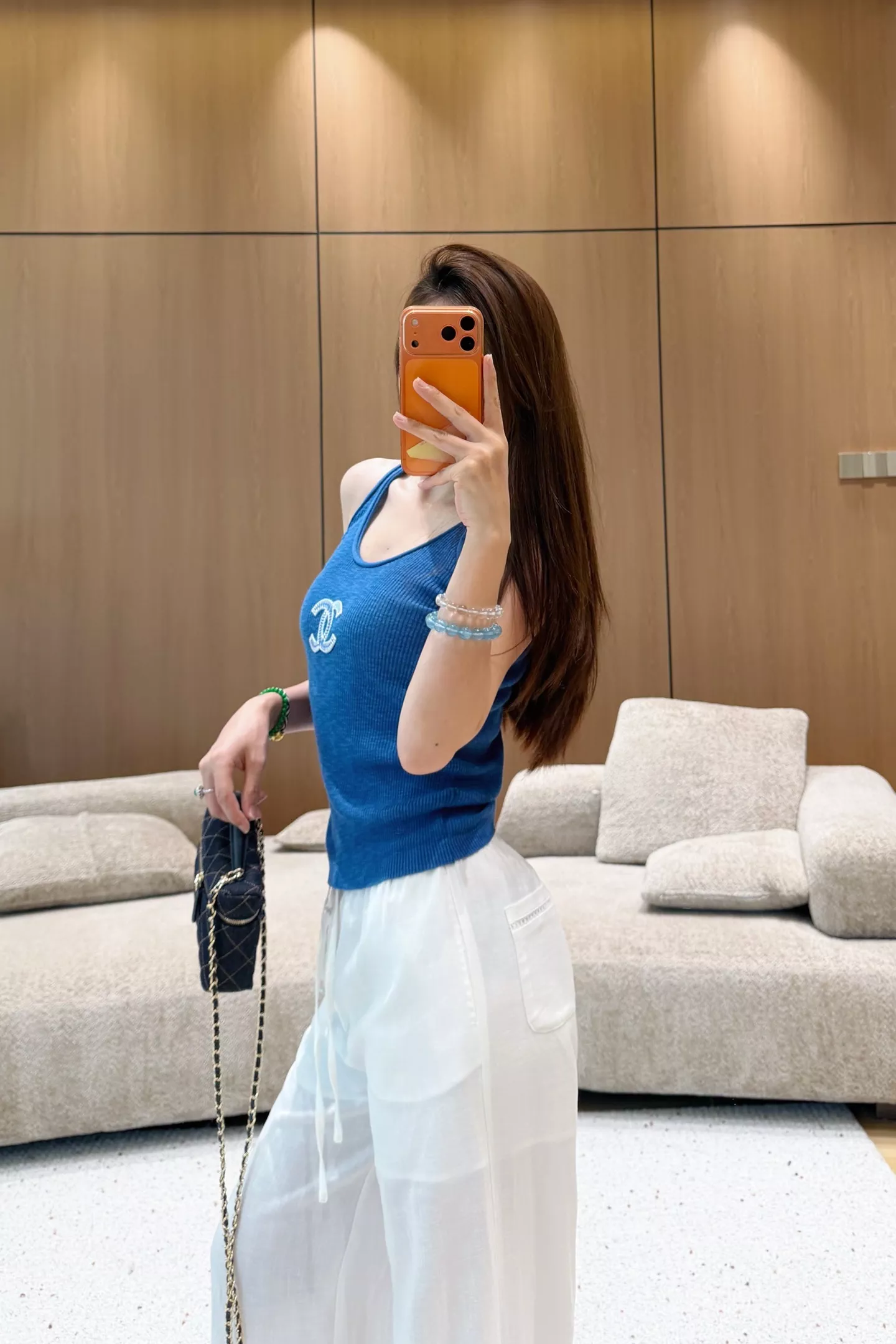 샤넬 버튼 자수 텐셀 린넨 와이드 팬츠 상세 이미지 29