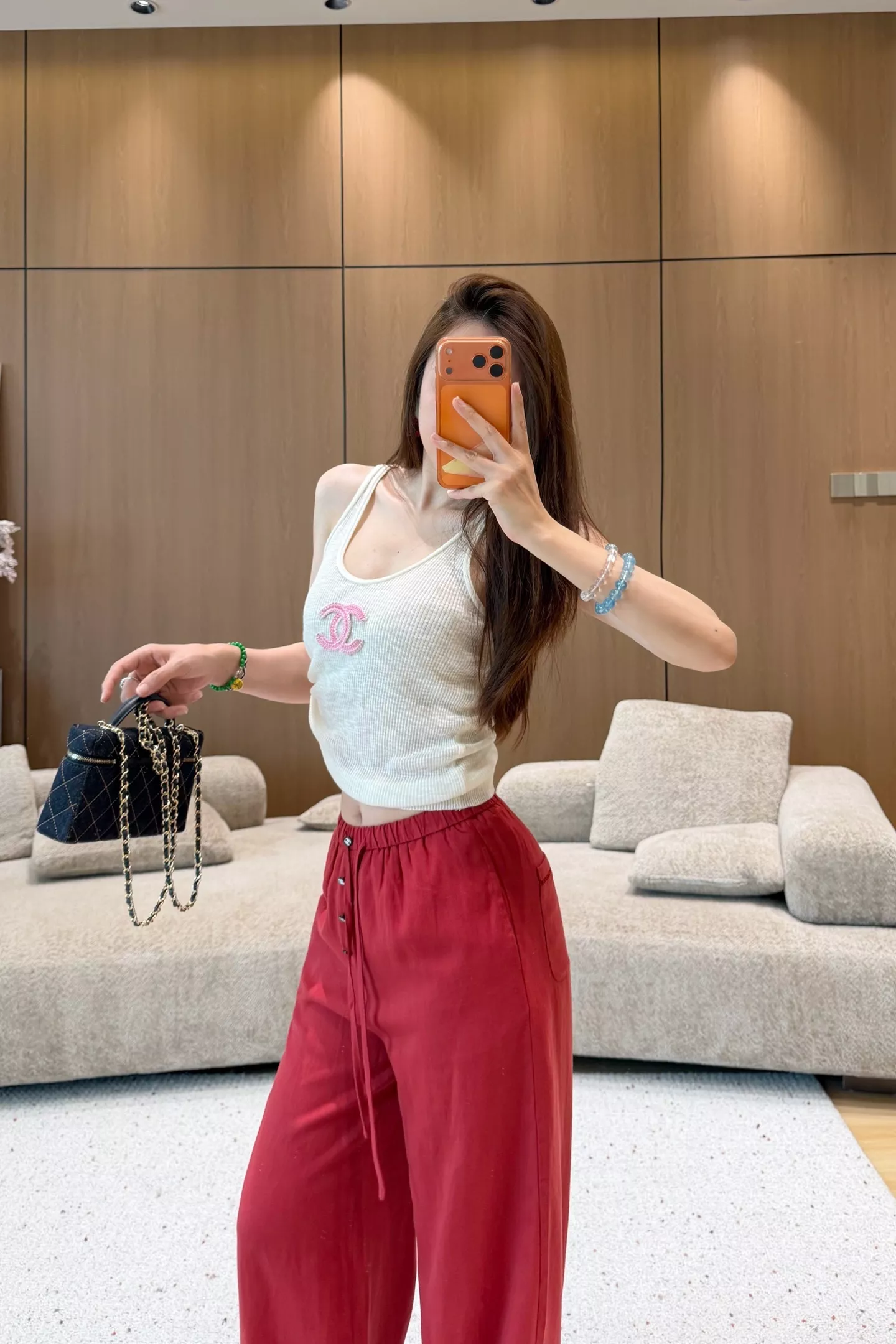 샤넬 버튼 자수 텐셀 린넨 와이드 팬츠 상세 이미지 24