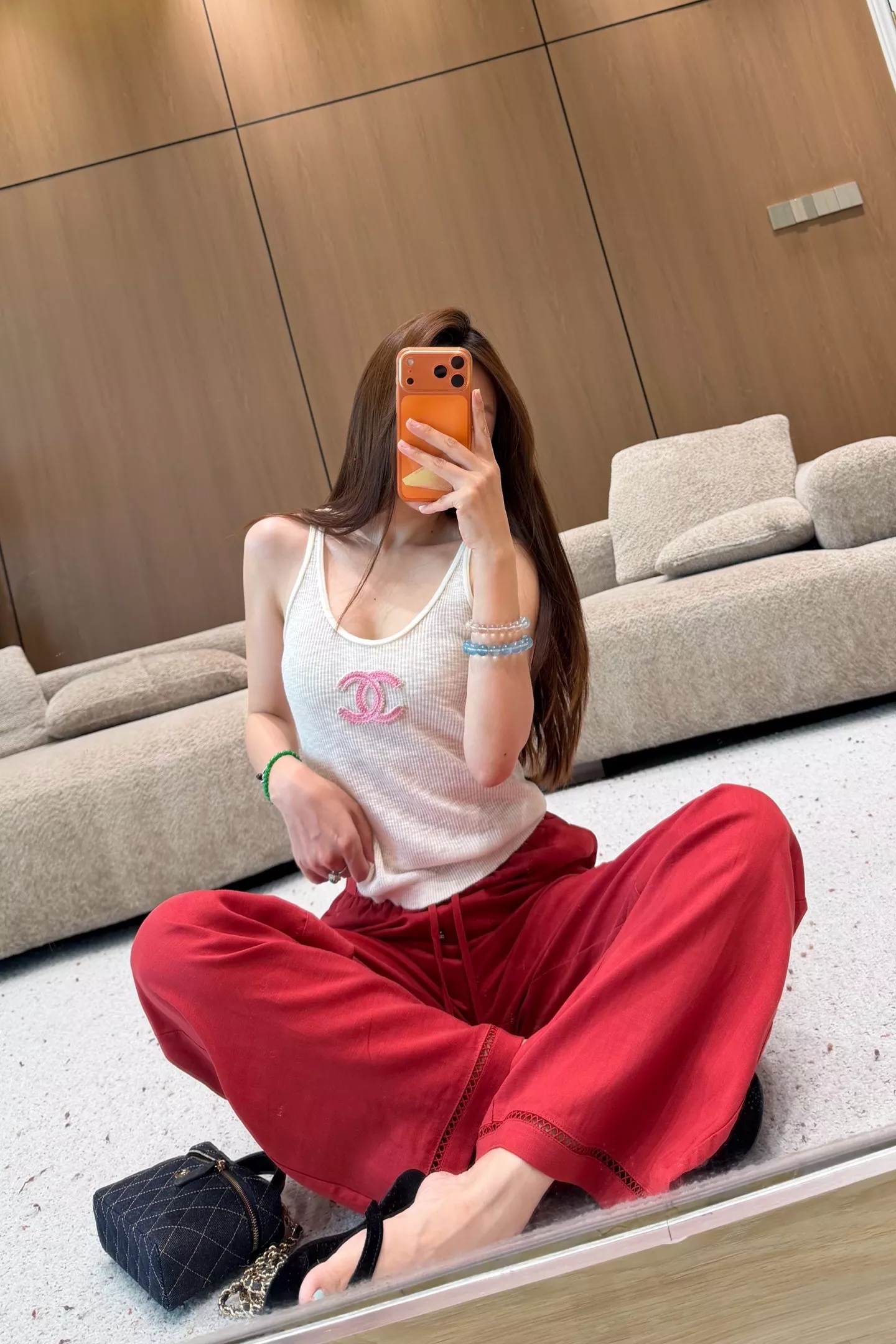 샤넬 버튼 자수 텐셀 린넨 와이드 팬츠 상세 이미지 23