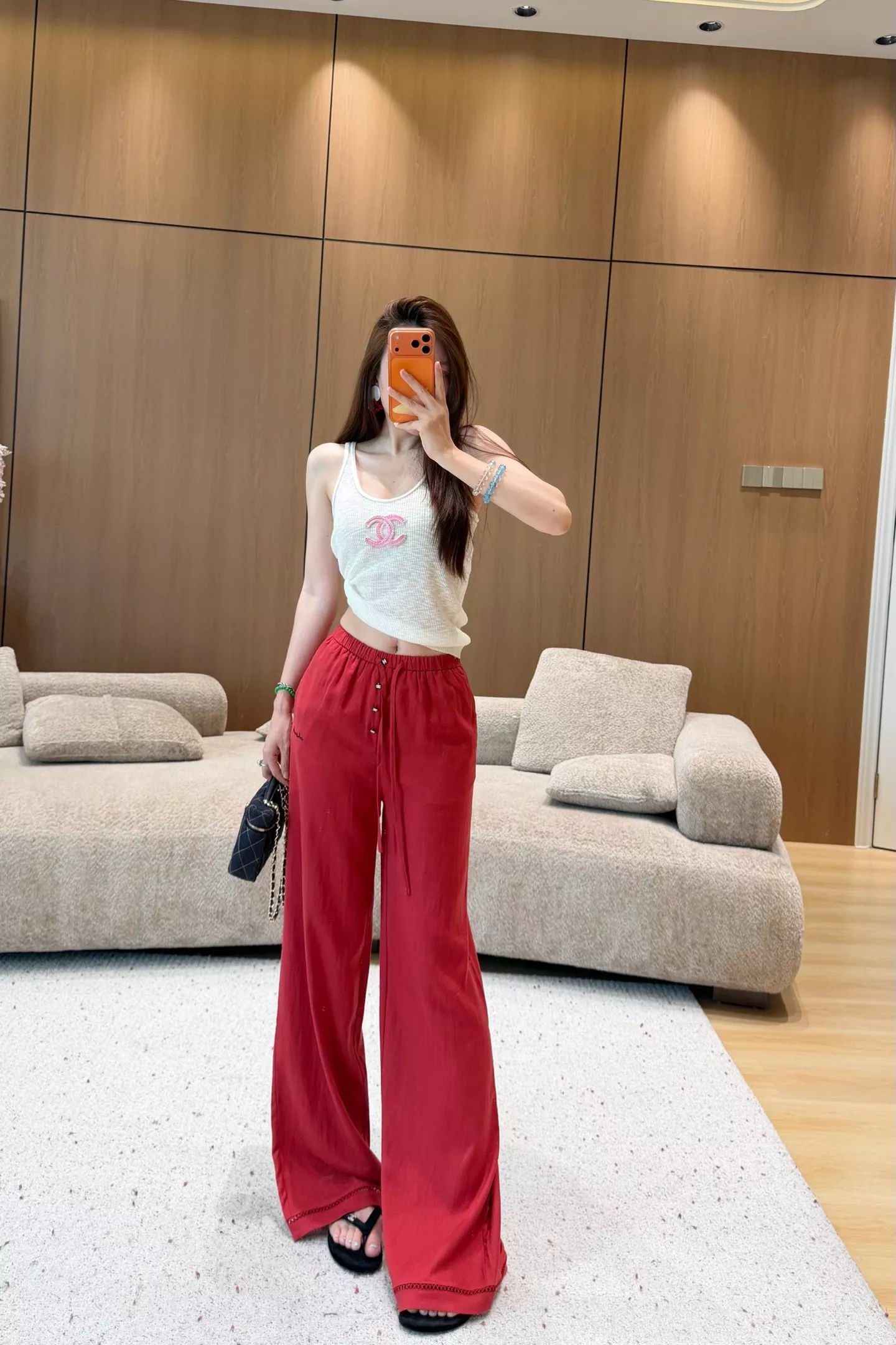 샤넬 버튼 자수 텐셀 린넨 와이드 팬츠 상세 이미지 20