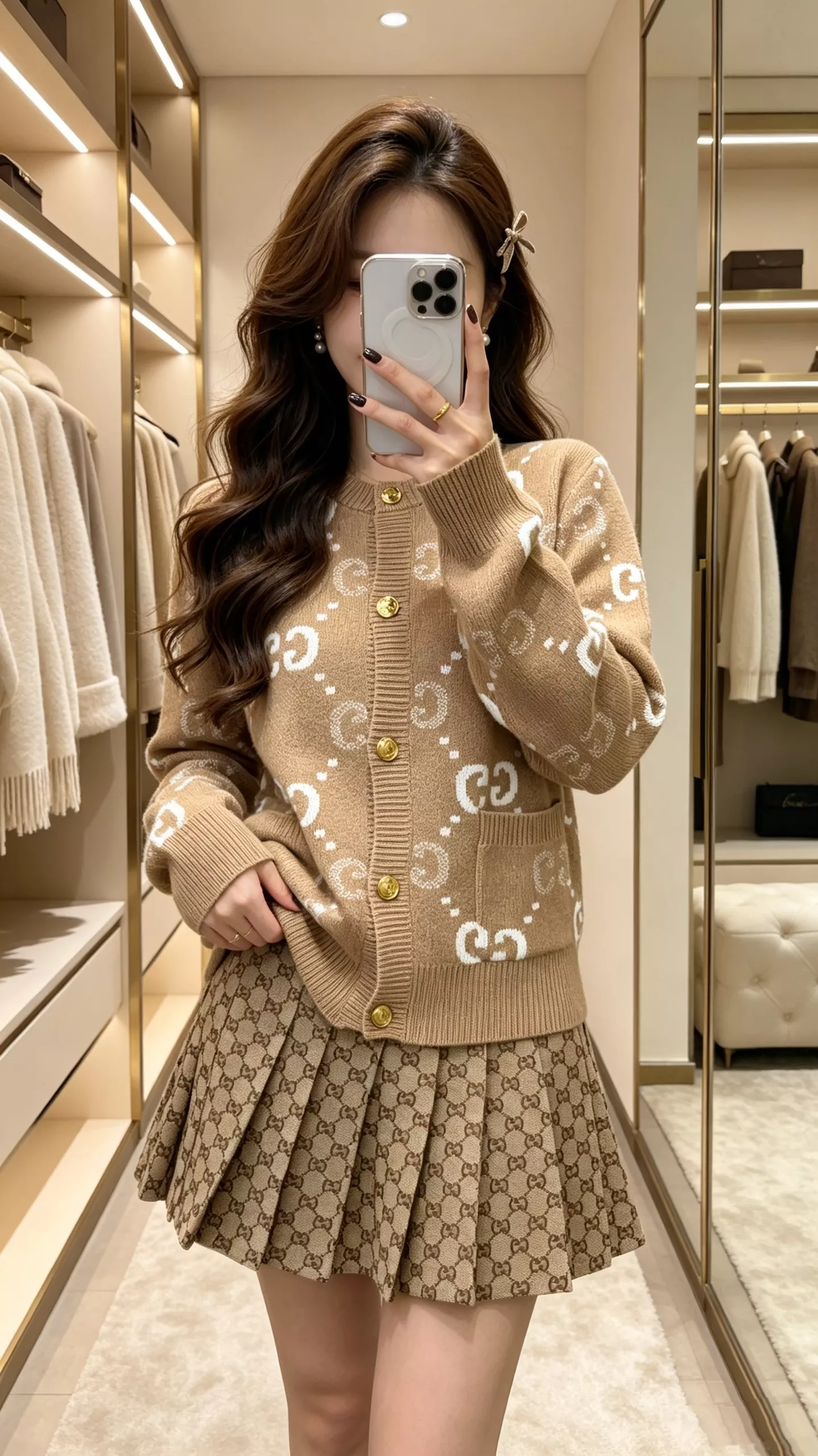 구찌 더블지 다이아 자카드 니트 라운드넥 가디건 상세 이미지 9