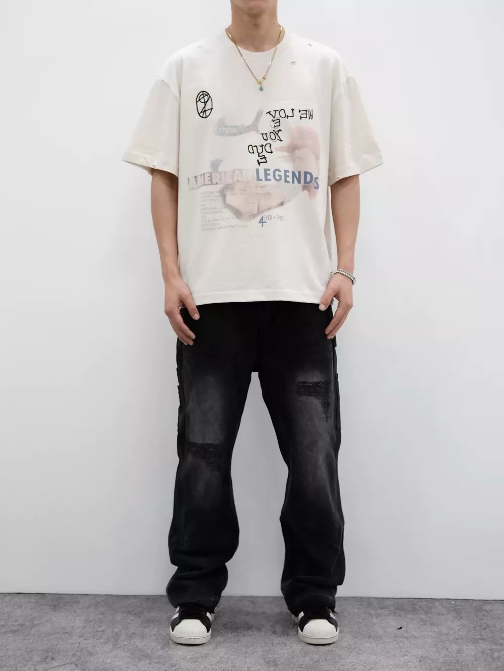 팔리할리우드 빈티지 워싱 레전드 자수 박시 반소매 티셔츠 상세 이미지 33