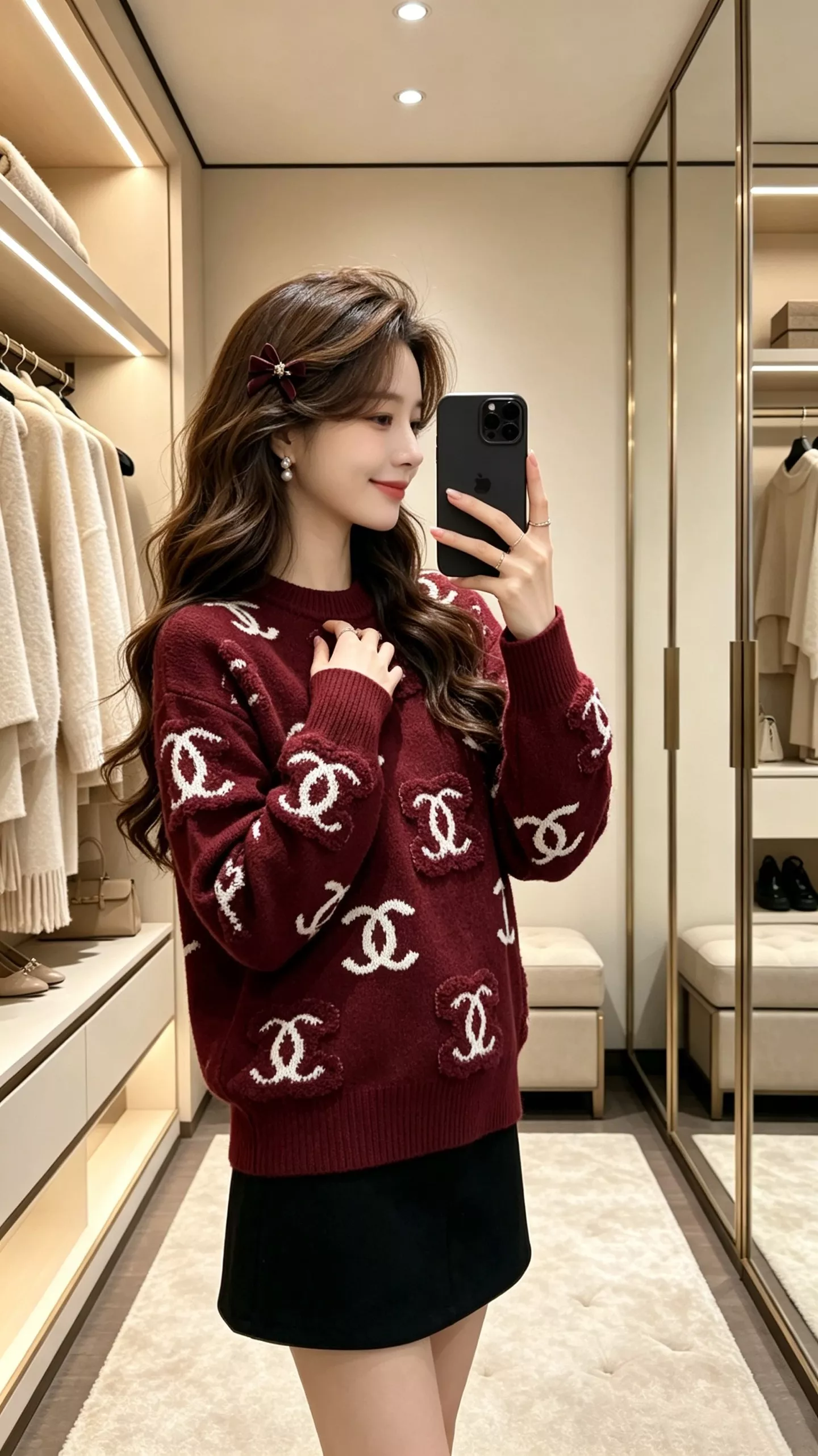 샤넬 더블C 로고 자카드 크루넥 긴소매 니트 상세 이미지 18