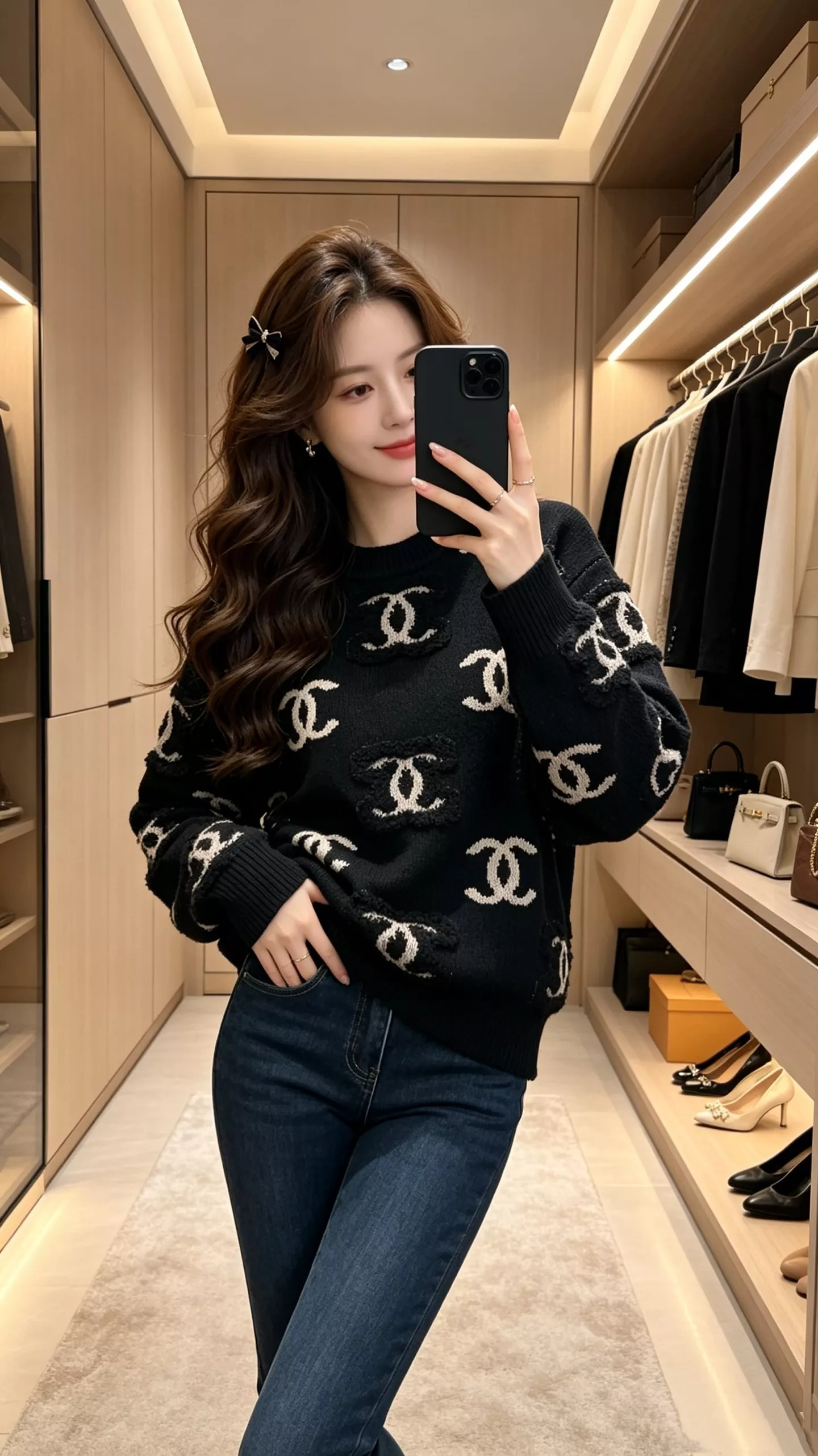 샤넬 더블C 로고 자카드 크루넥 긴소매 니트 상세 이미지 25