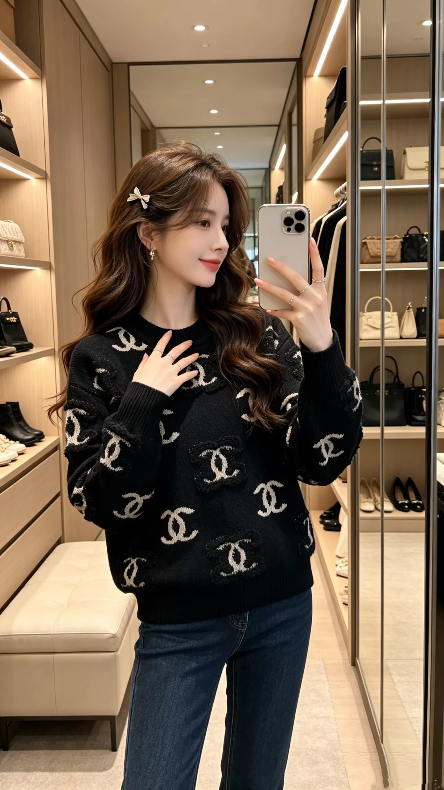 샤넬 더블C 로고 자카드 크루넥 긴소매 니트 상세 이미지 27