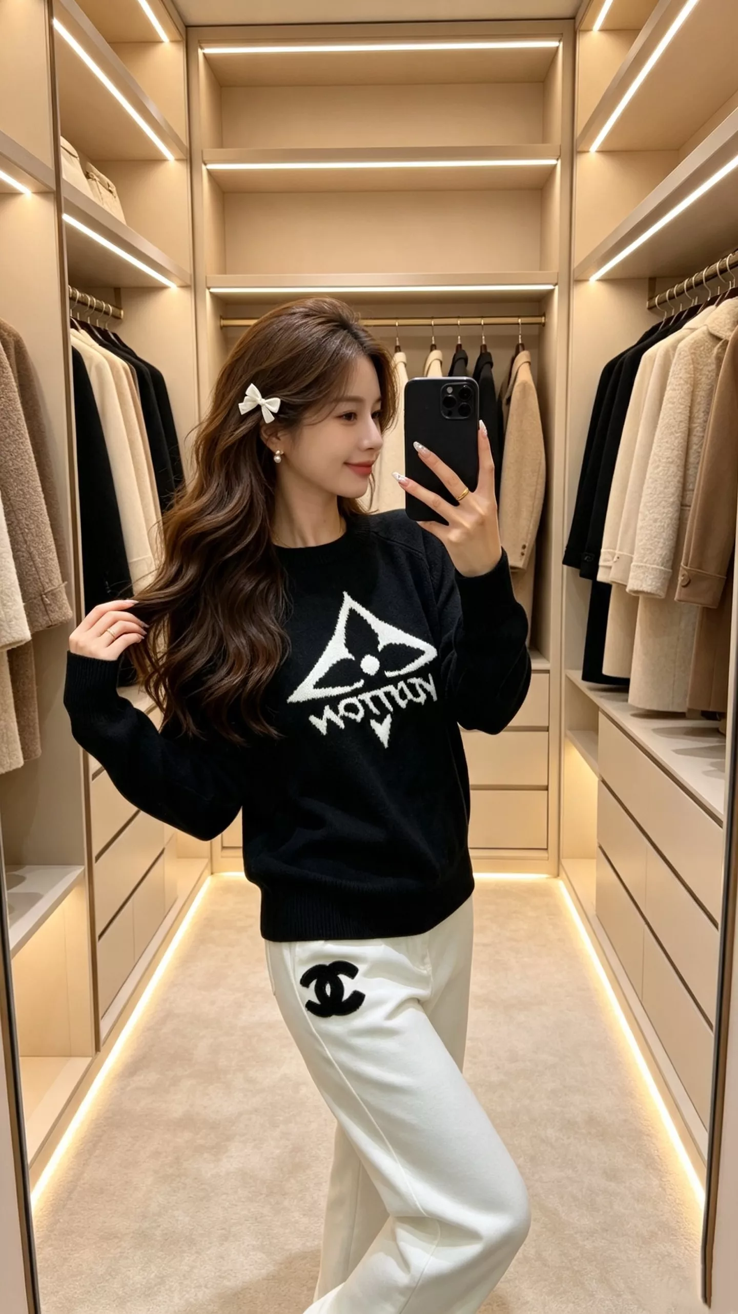 루이비통 로고 자카드 래글런 크루넥 니트 상세 이미지 27