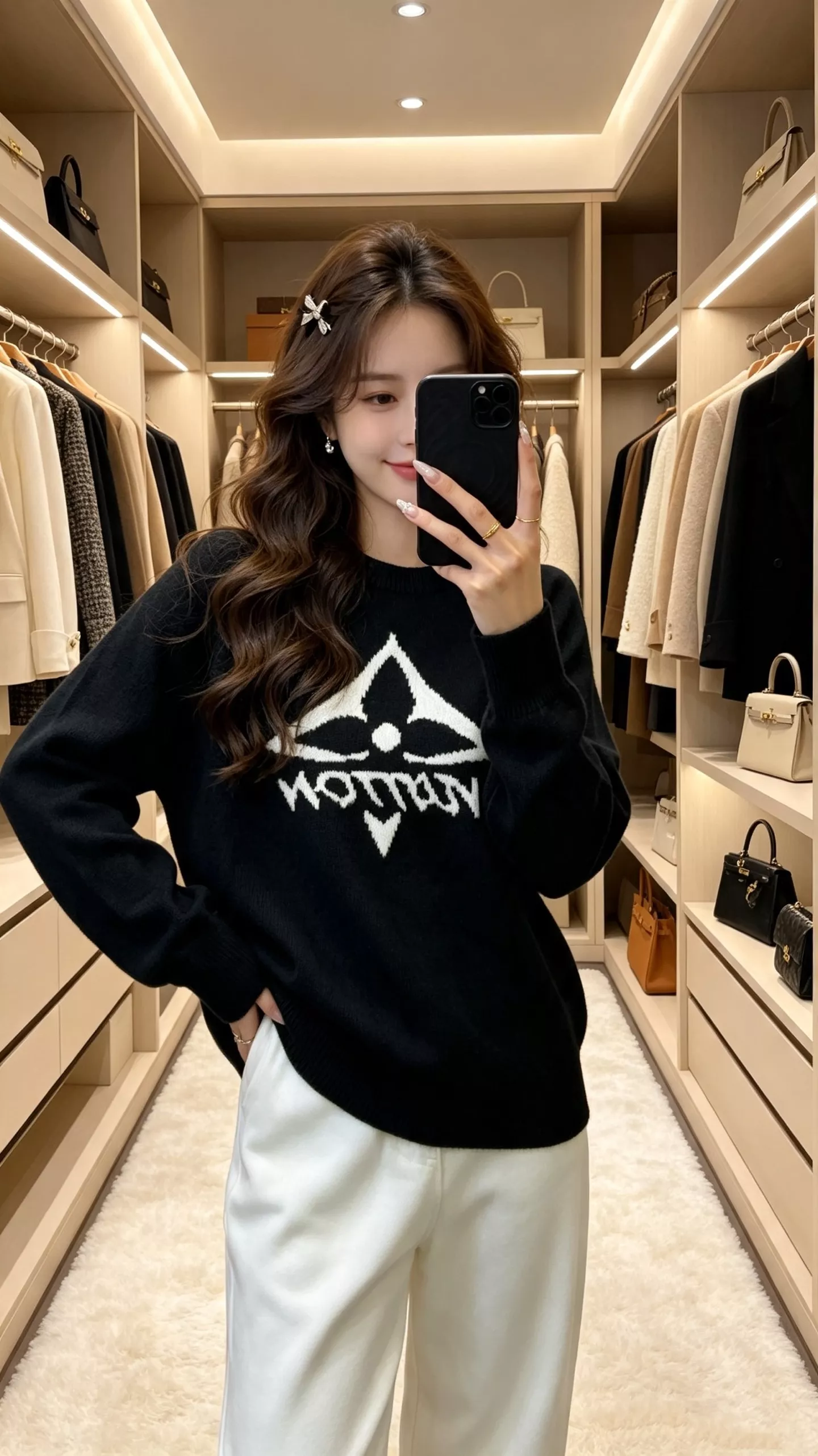 루이비통 로고 자카드 래글런 크루넥 니트 상세 이미지 29
