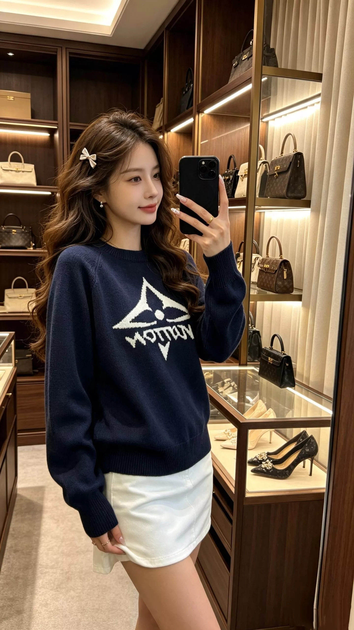 루이비통 로고 자카드 래글런 크루넥 니트 상세 이미지 19