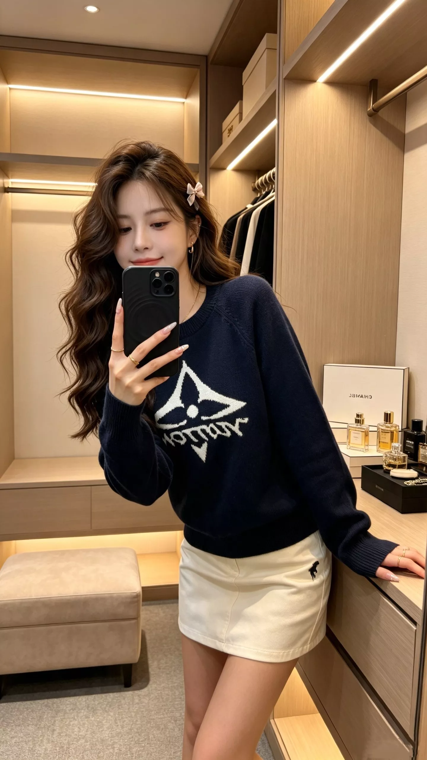 루이비통 로고 자카드 래글런 크루넥 니트 상세 이미지 20