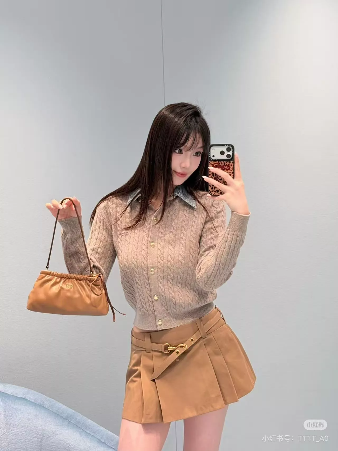 미우미우 꽈배기 니트 데님 카라 긴소매 가디건 상세 이미지 21