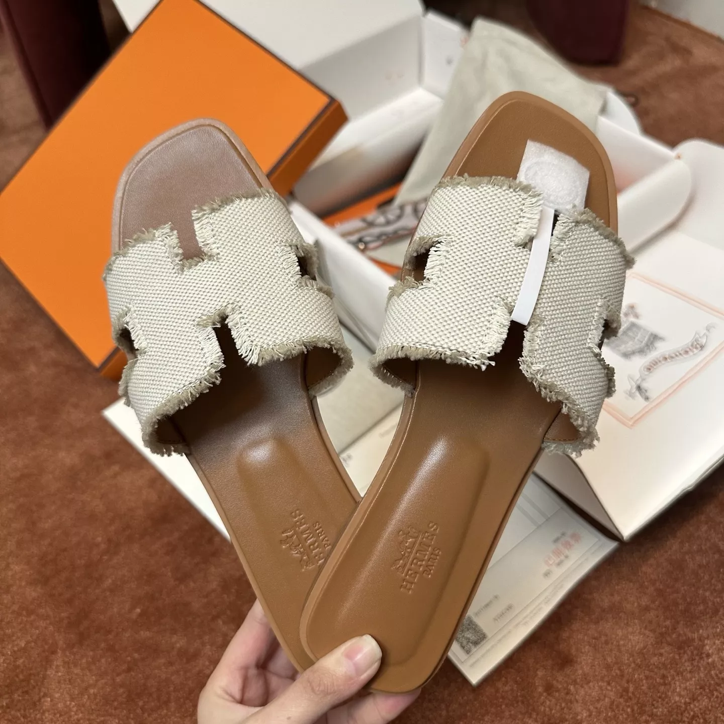 에르메스 오란 캔버스 H컷아웃 슬리퍼 상세 이미지 2