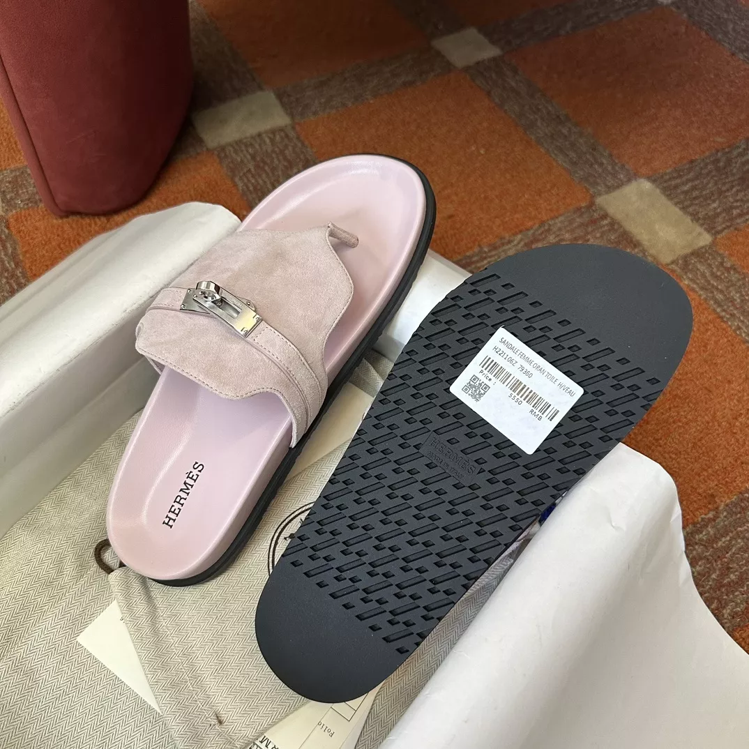 에르메스 켈리 버클 스웨이드 카프스킨 쪼리 슬리퍼 상세 이미지 4