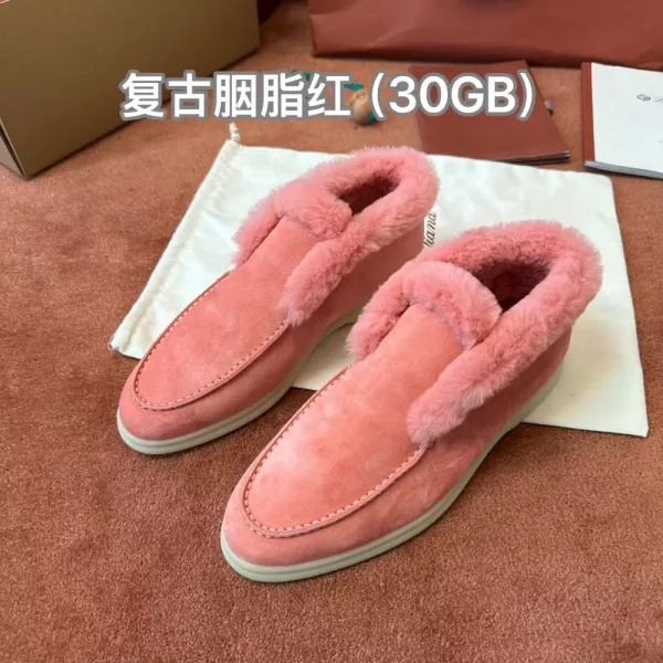 로로피아나 퍼 안감 스웨이드 슬립온 로퍼