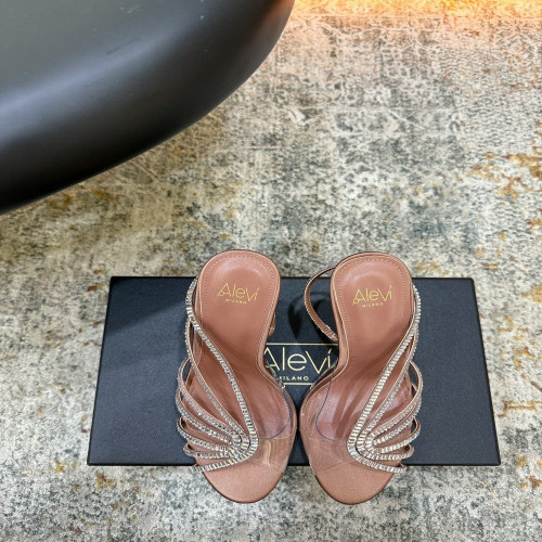 알레비 크리스탈 스트랩 실크 힐 샌들