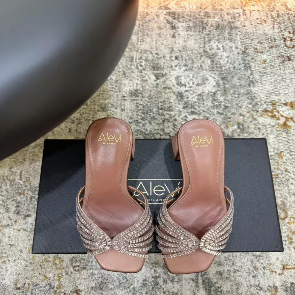 알레비 실크 어퍼 크리스털 장식 토오픈 뮬