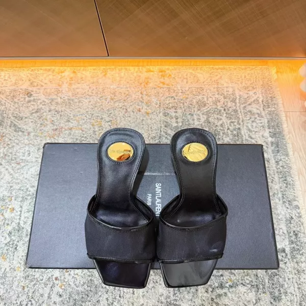 입생로랑 메쉬 어퍼 스퀘어토 힐 토오픈 뮬