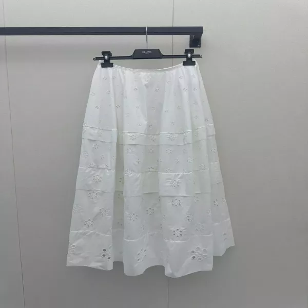 셀린느 펀칭 자수 캉캉 하이웨이스트 롱 스커트