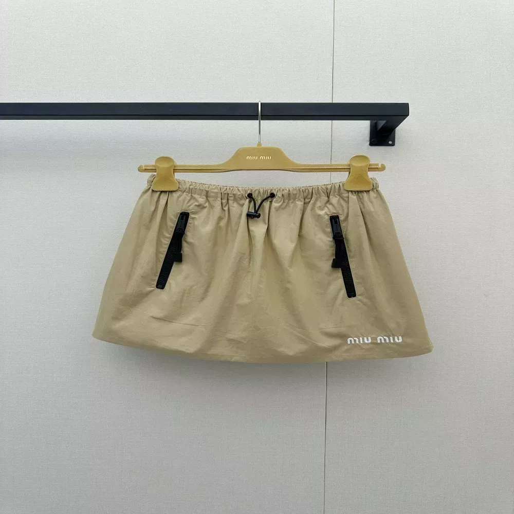 미우미우 카키 스탠드칼라 스커트