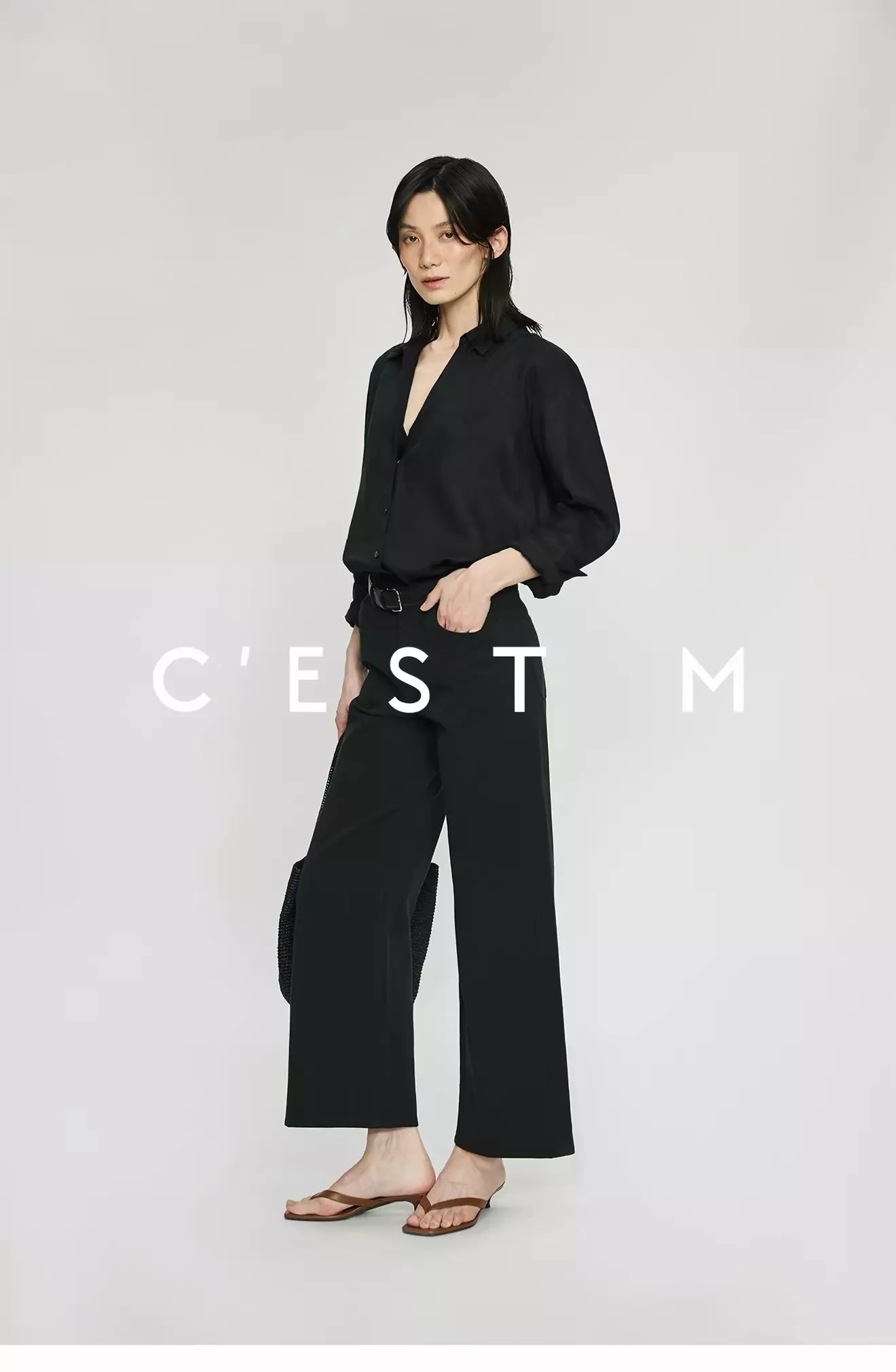 세무아듀 코튼 린넨 블렌드 크롭 스트레이트 팬츠 상세 이미지 13