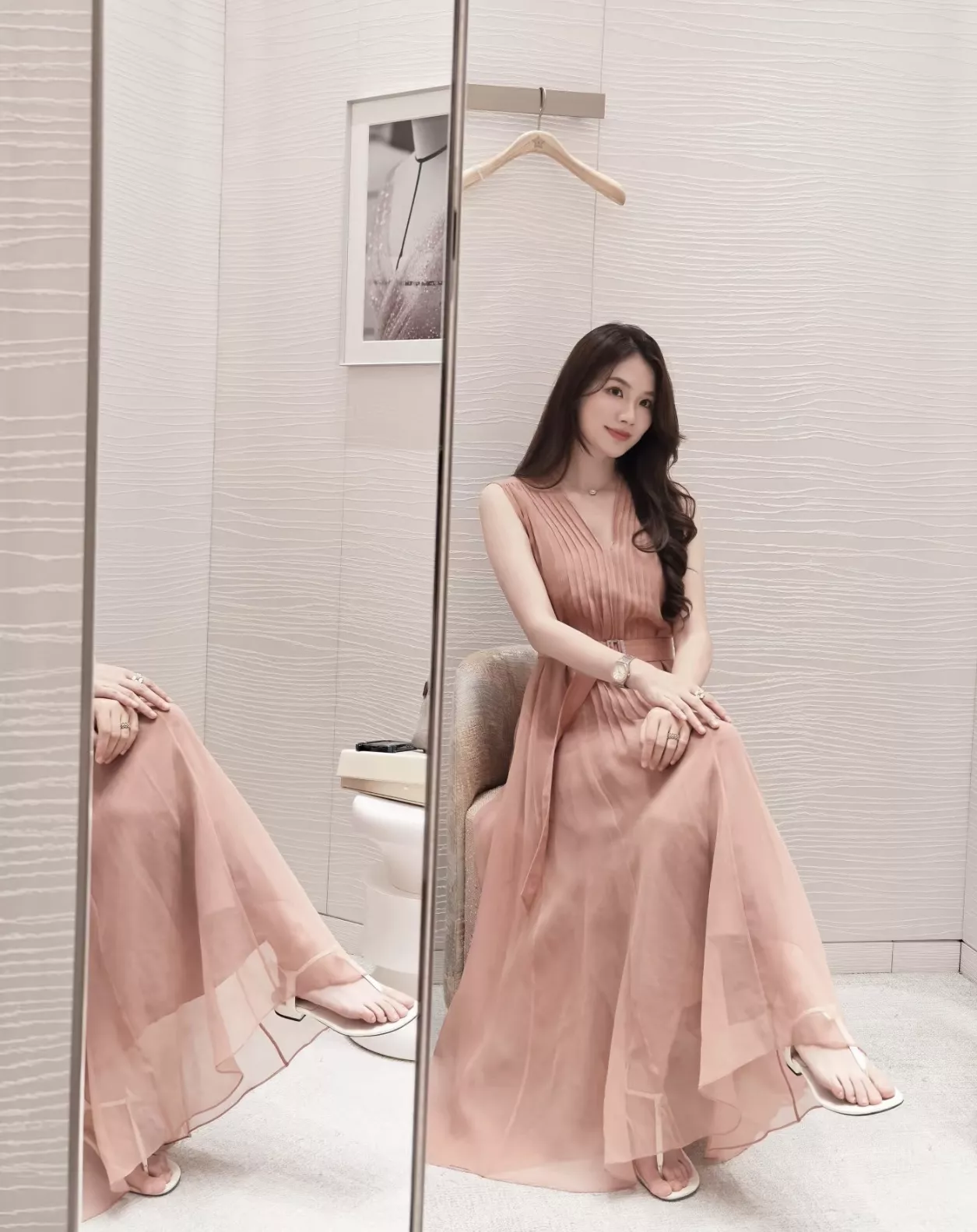 브루넬로쿠치넬리 실크 오간자 허리벨트 브이넥 원피스 상세 이미지 19