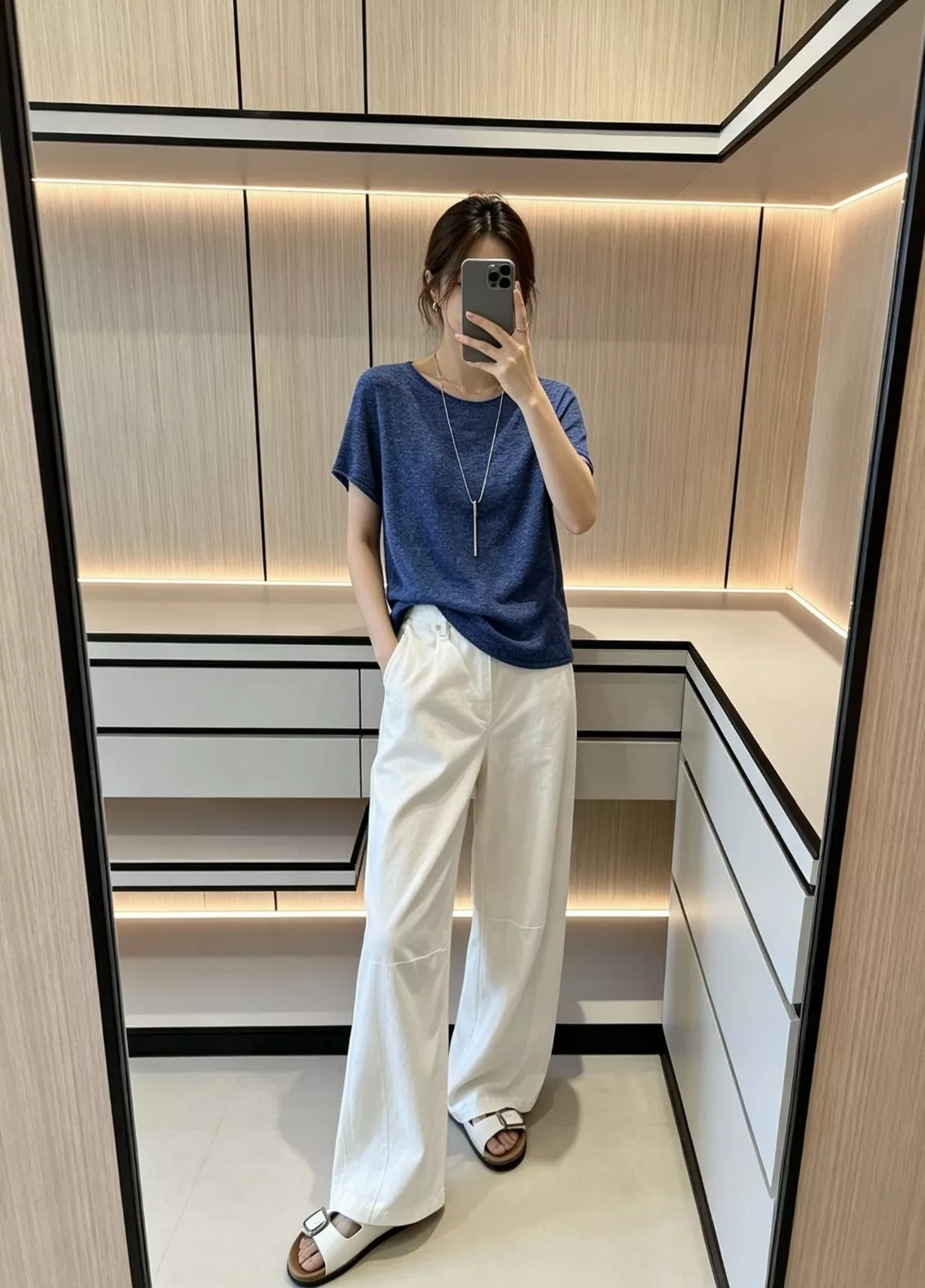 브루넬로쿠치넬리 쿨링 코튼 라이오셀 블렌드 커브드 와이드 팬츠 상세 이미지 75