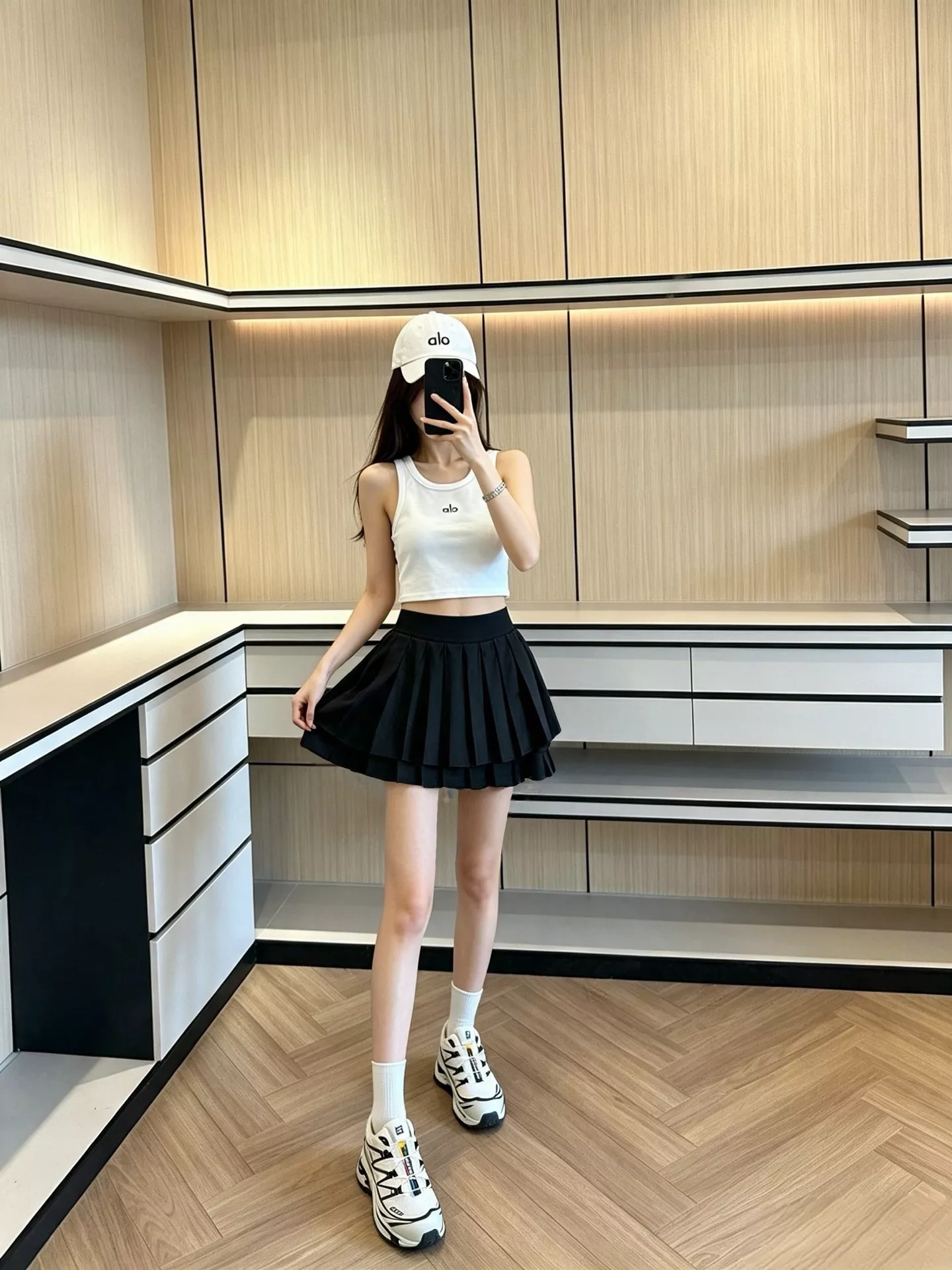 알로요가 더블 플리츠 아시아핏 테니스 미니 스커트 상세 이미지 96