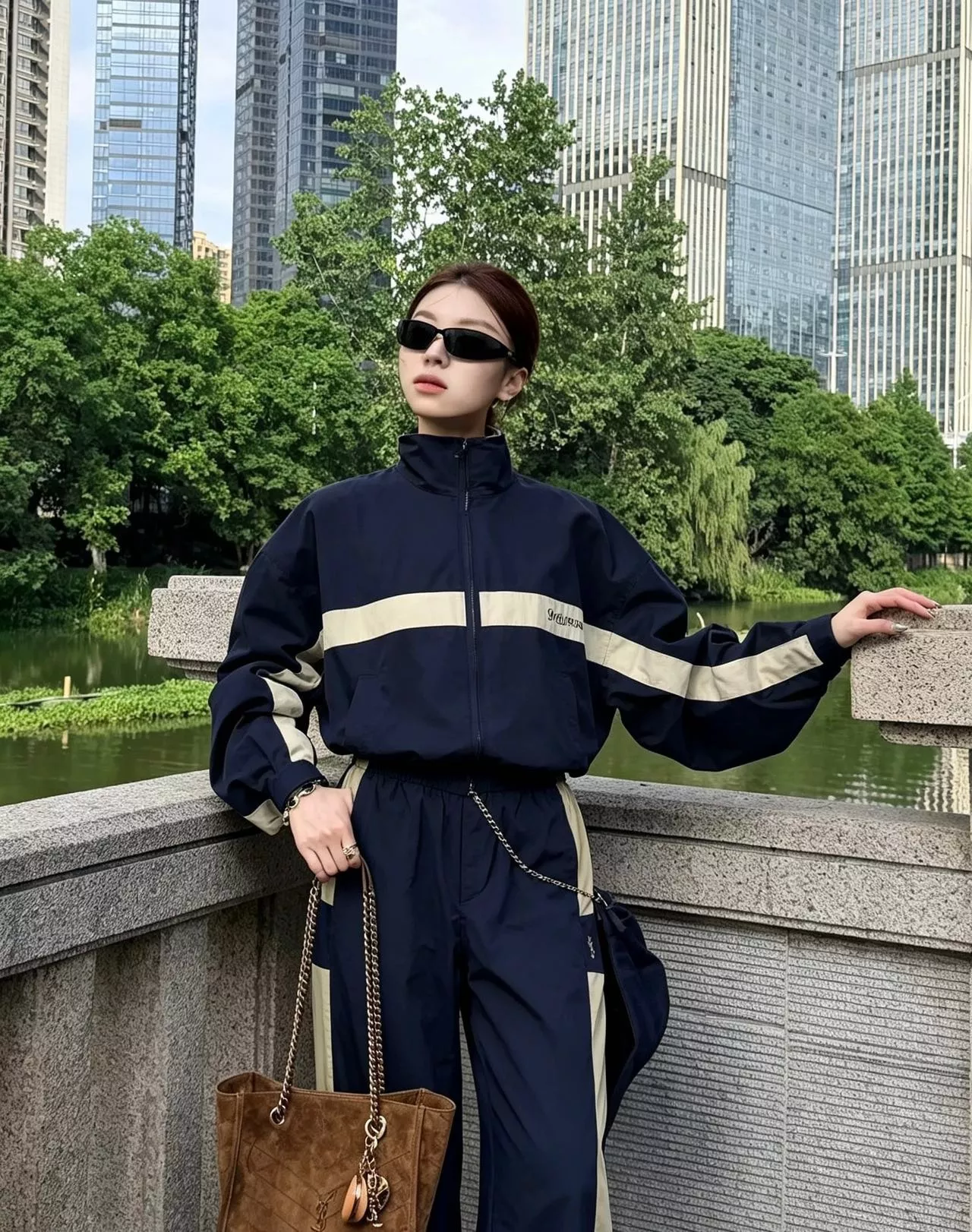 입생로랑 배색 캔버스 집업 재킷 쇼츠 팬츠 쓰리피스 세트 상세 이미지 111