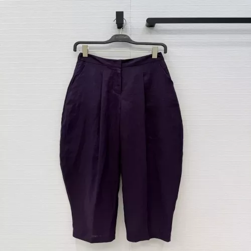 알라이아 딥퍼플 린넨 아치 실루엣 와이드 팬츠