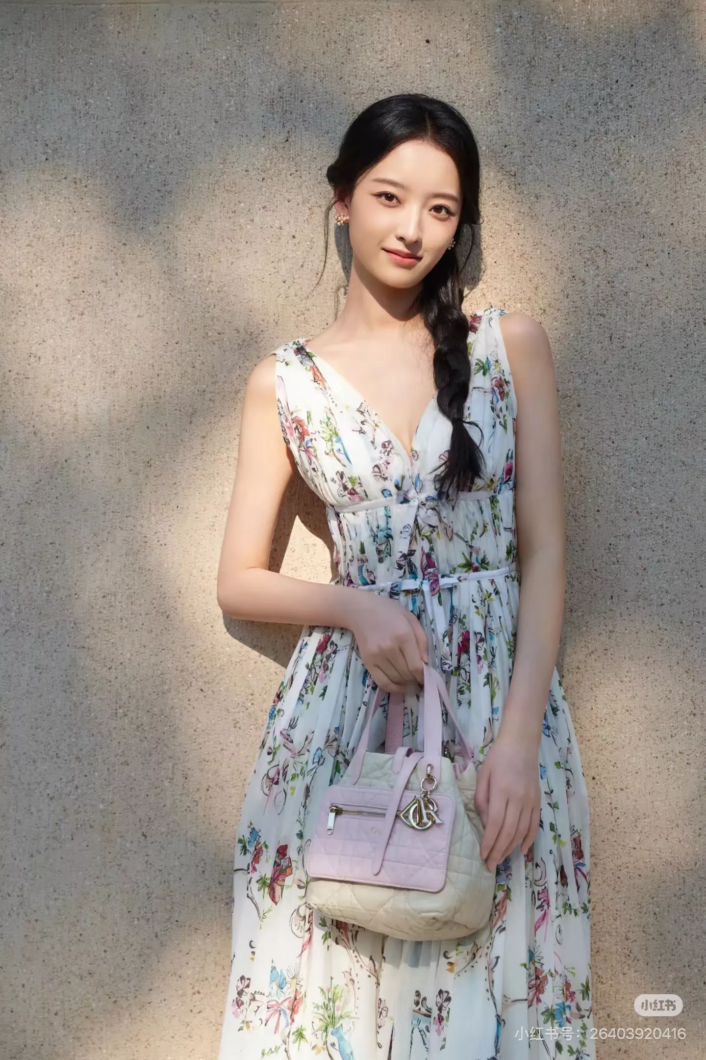 디올 플라워 프린트 브이넥 롱 원피스 상세 이미지 13