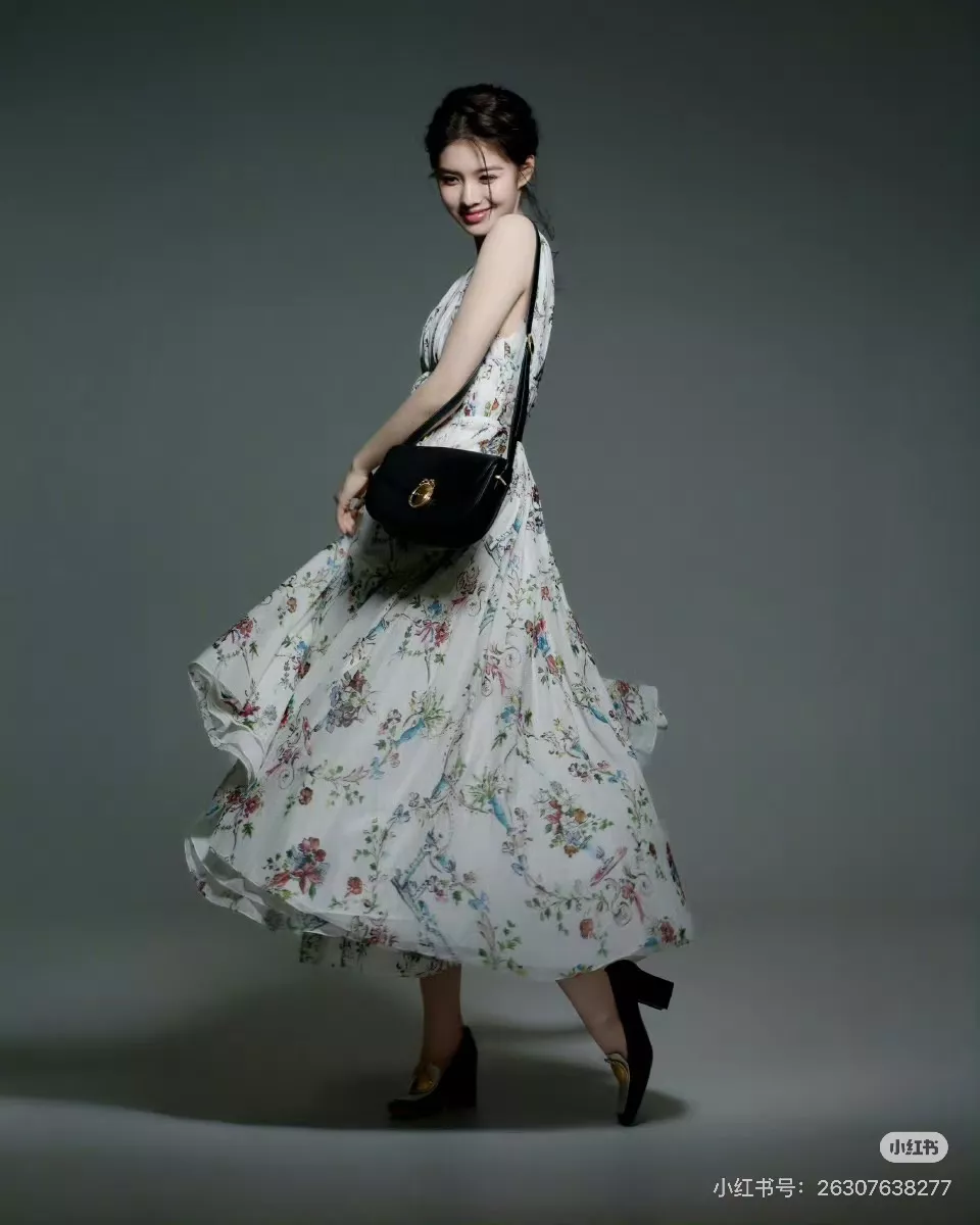 디올 플라워 프린트 브이넥 롱 원피스 상세 이미지 17