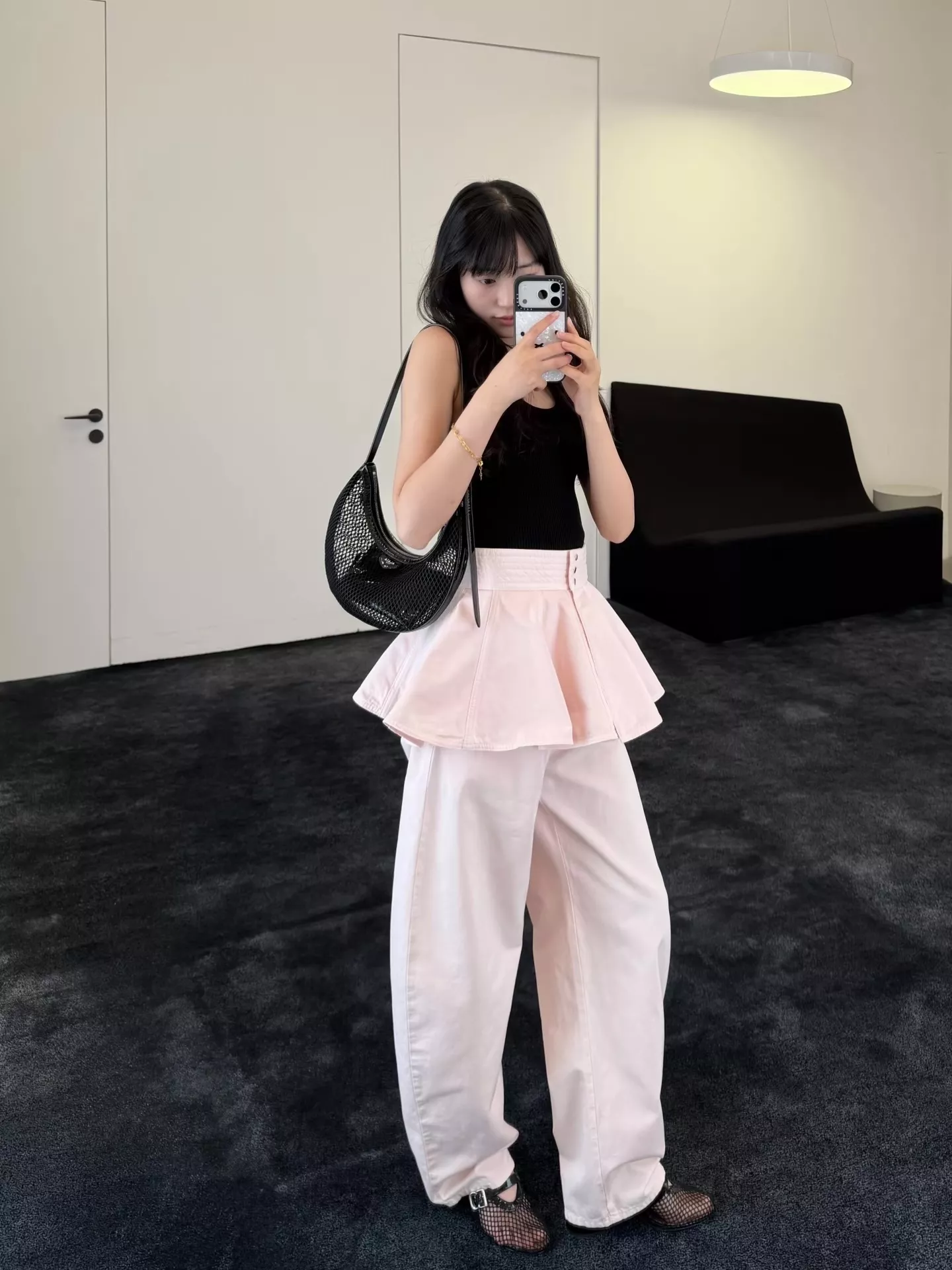 알라이아 워시드 라이트핑크 플리츠 미니 미니 스커트 상세 이미지 22