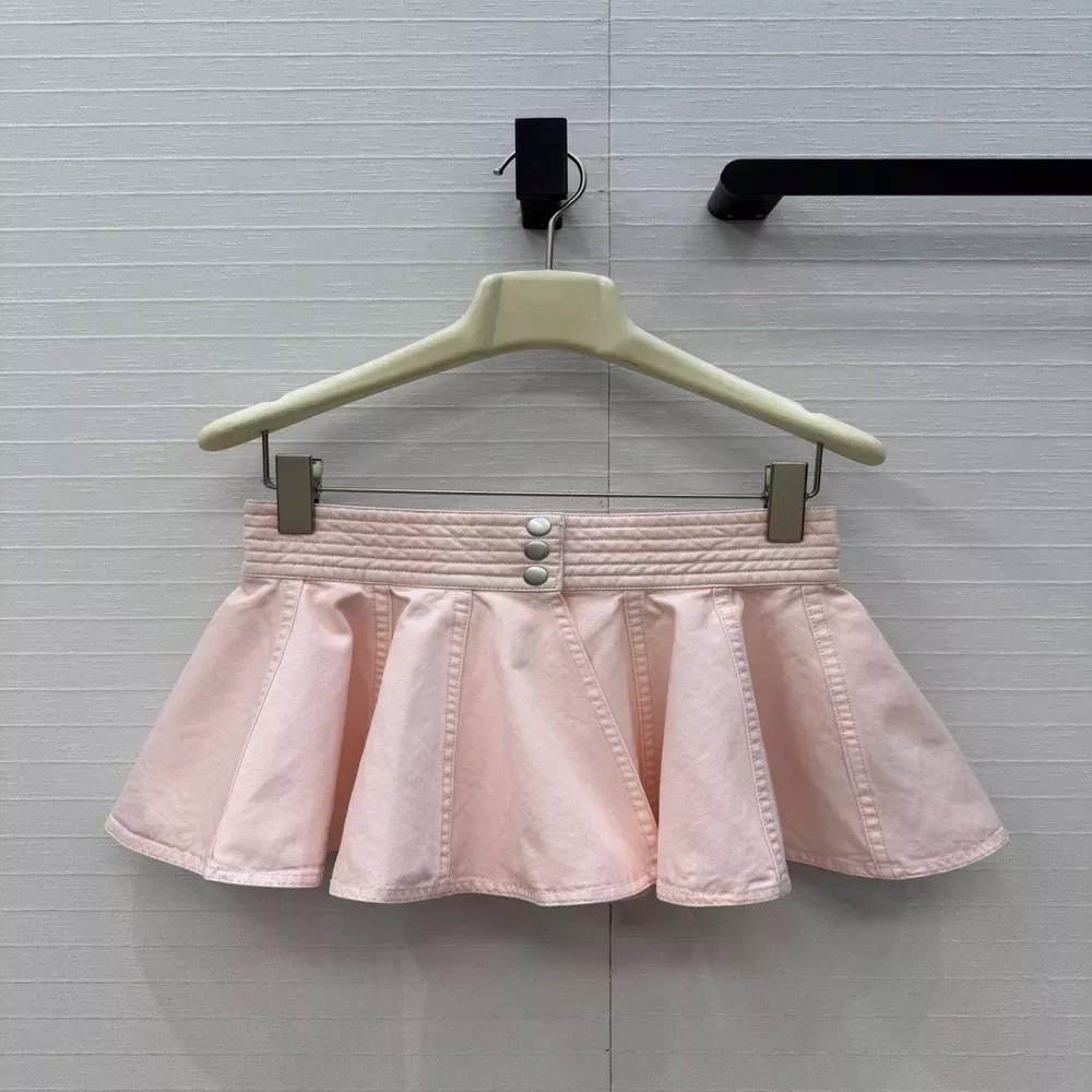알라이아 워시드 라이트핑크 플리츠 미니 미니 스커트