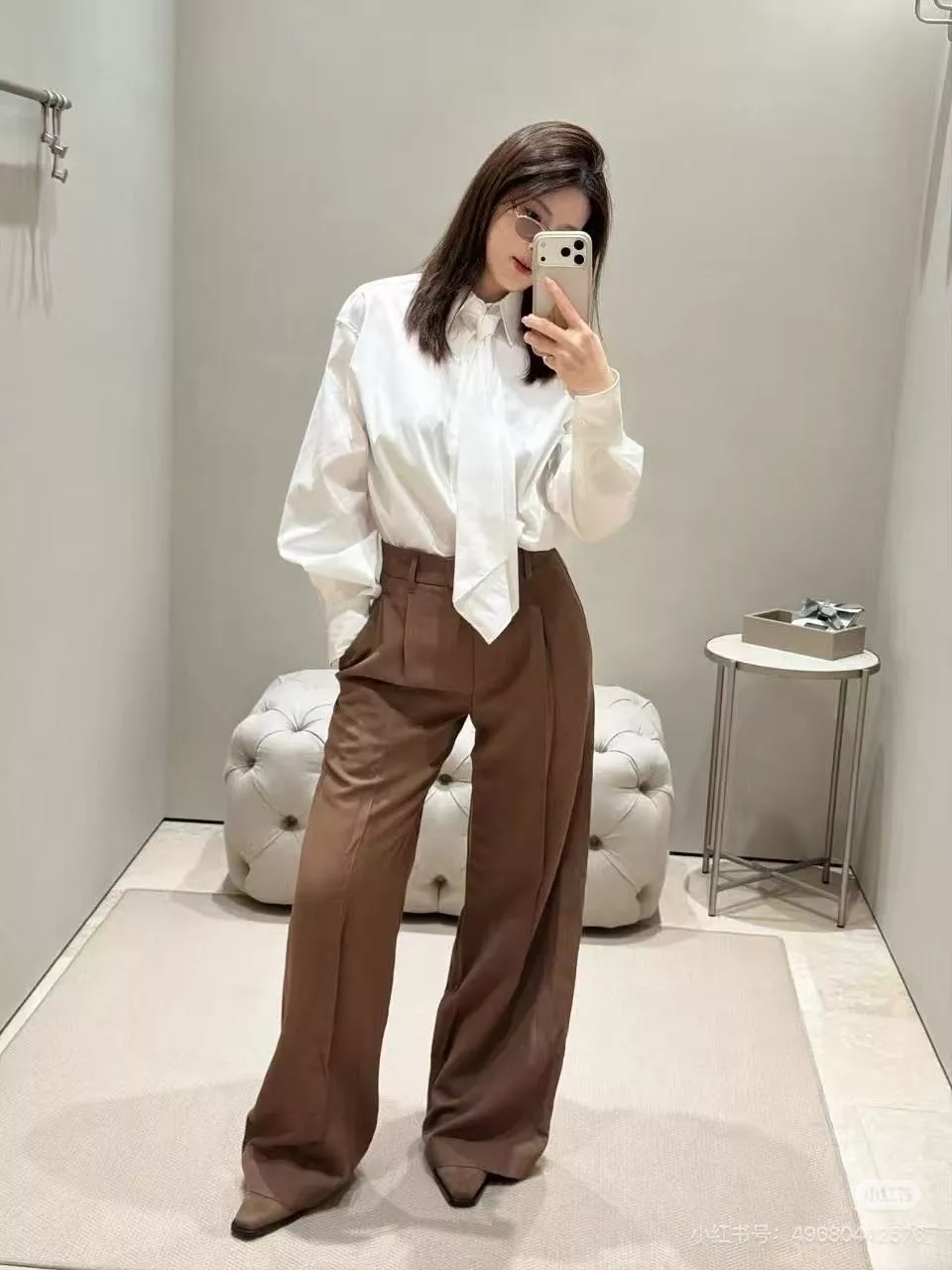 브루넬로쿠치넬리 비즈 장식 타이 디테일 긴소매 셔츠 상세 이미지 11