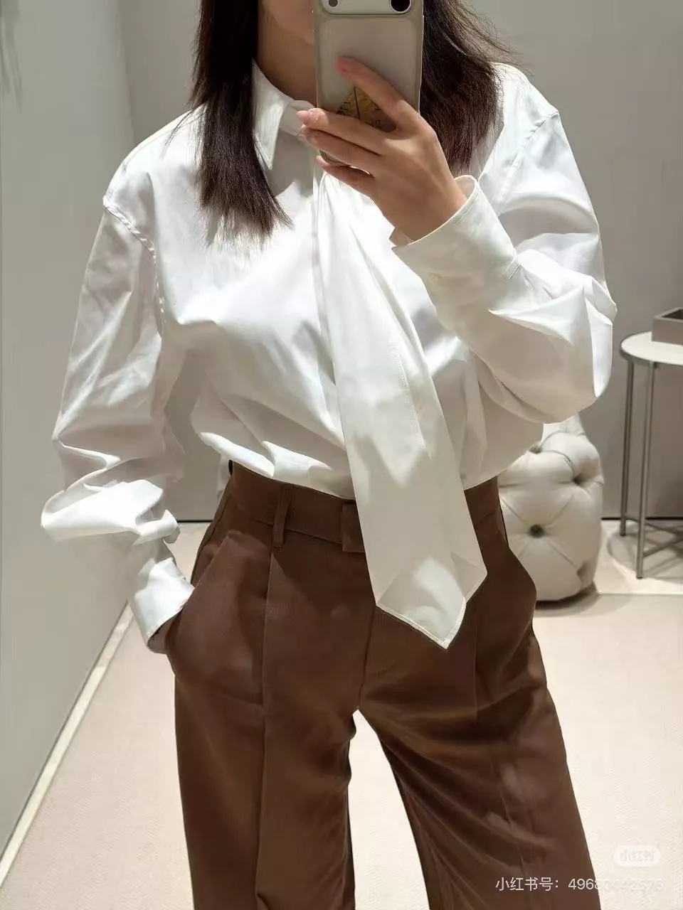 브루넬로쿠치넬리 비즈 장식 타이 디테일 긴소매 셔츠 상세 이미지 12