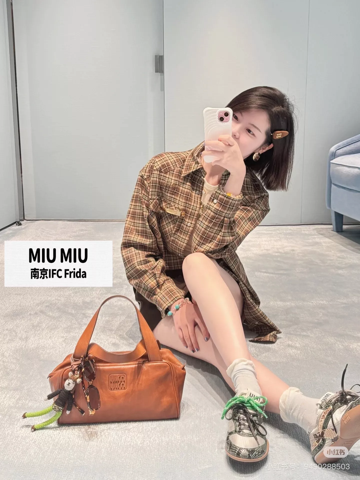 미우미우 체크 울혼방 롱라인 포켓 긴소매 셔츠 상세 이미지 23